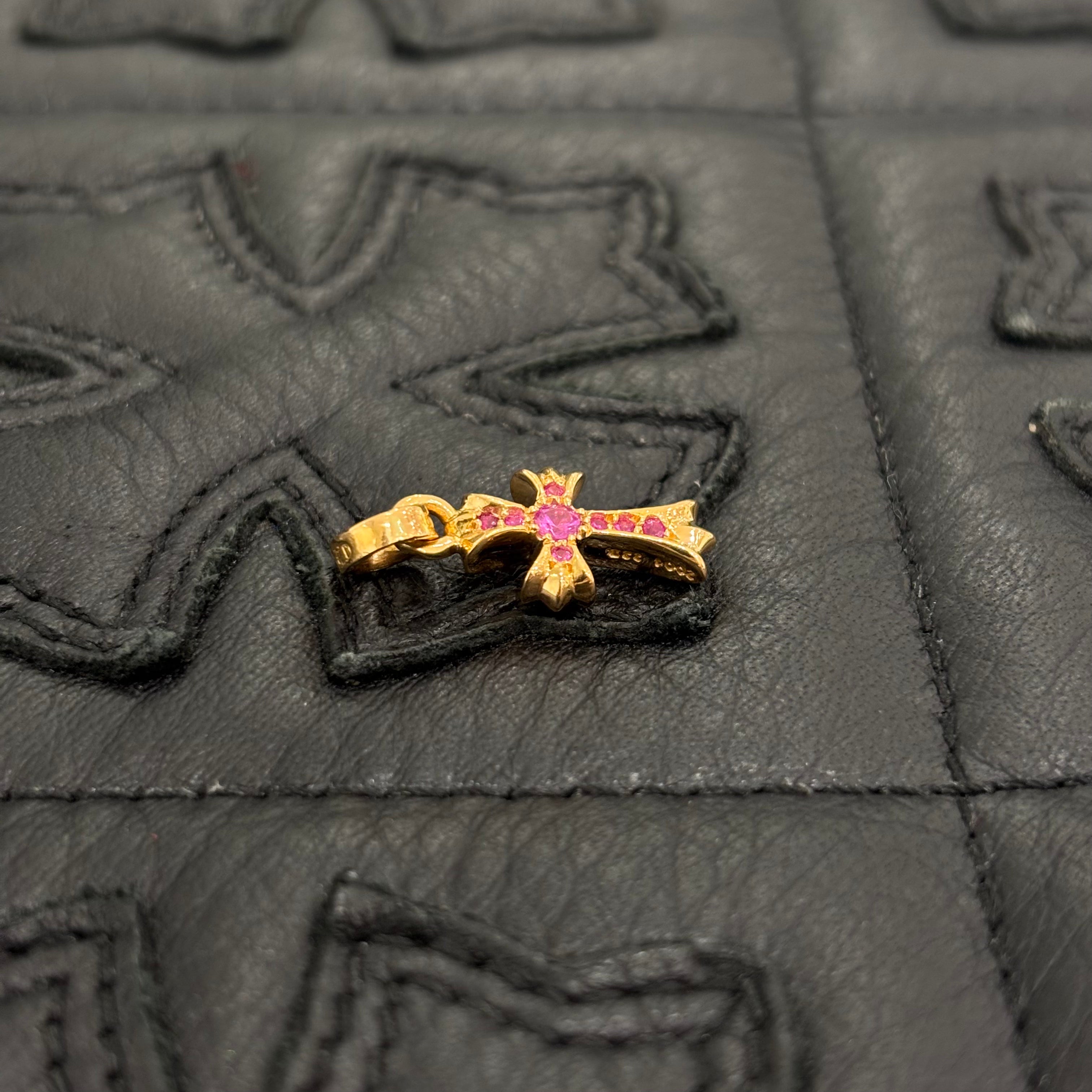 CHROME HEARTS 22K Baby Fat Cross Pave Ruby Pendant Top クロムハーツ 22K ベイビーファットクロス パヴェルビー ペンダントトップ