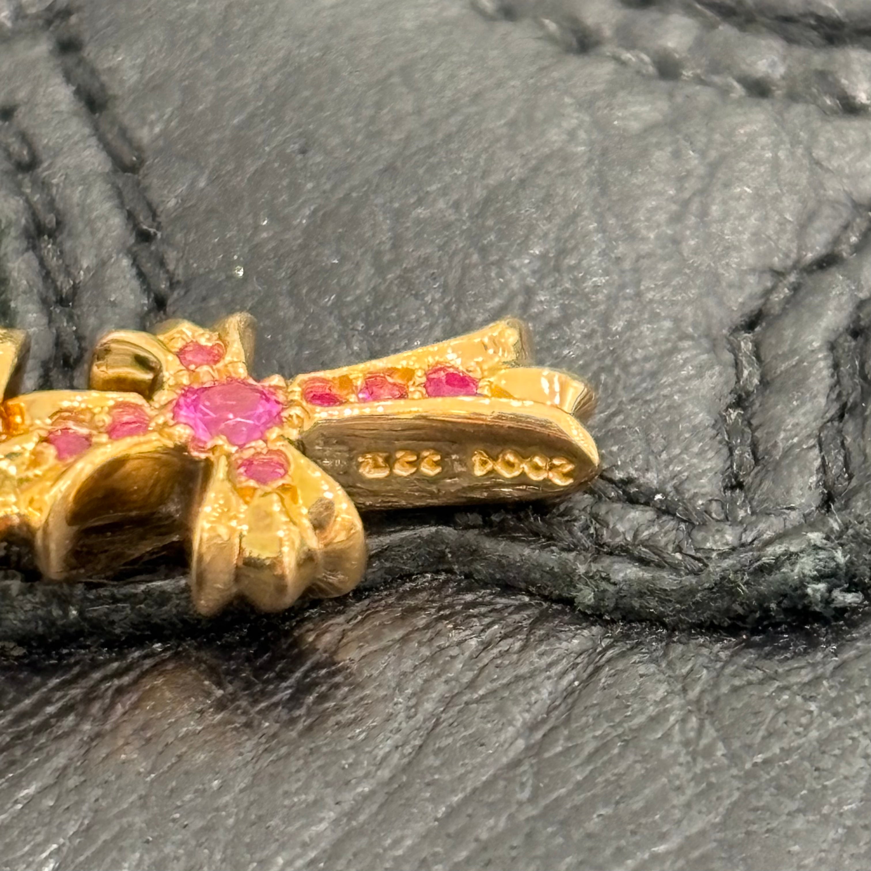 CHROME HEARTS 22K Baby Fat Cross Pave Ruby Pendant Top クロムハーツ 22K ベイビーファットクロス パヴェルビー ペンダントトップ