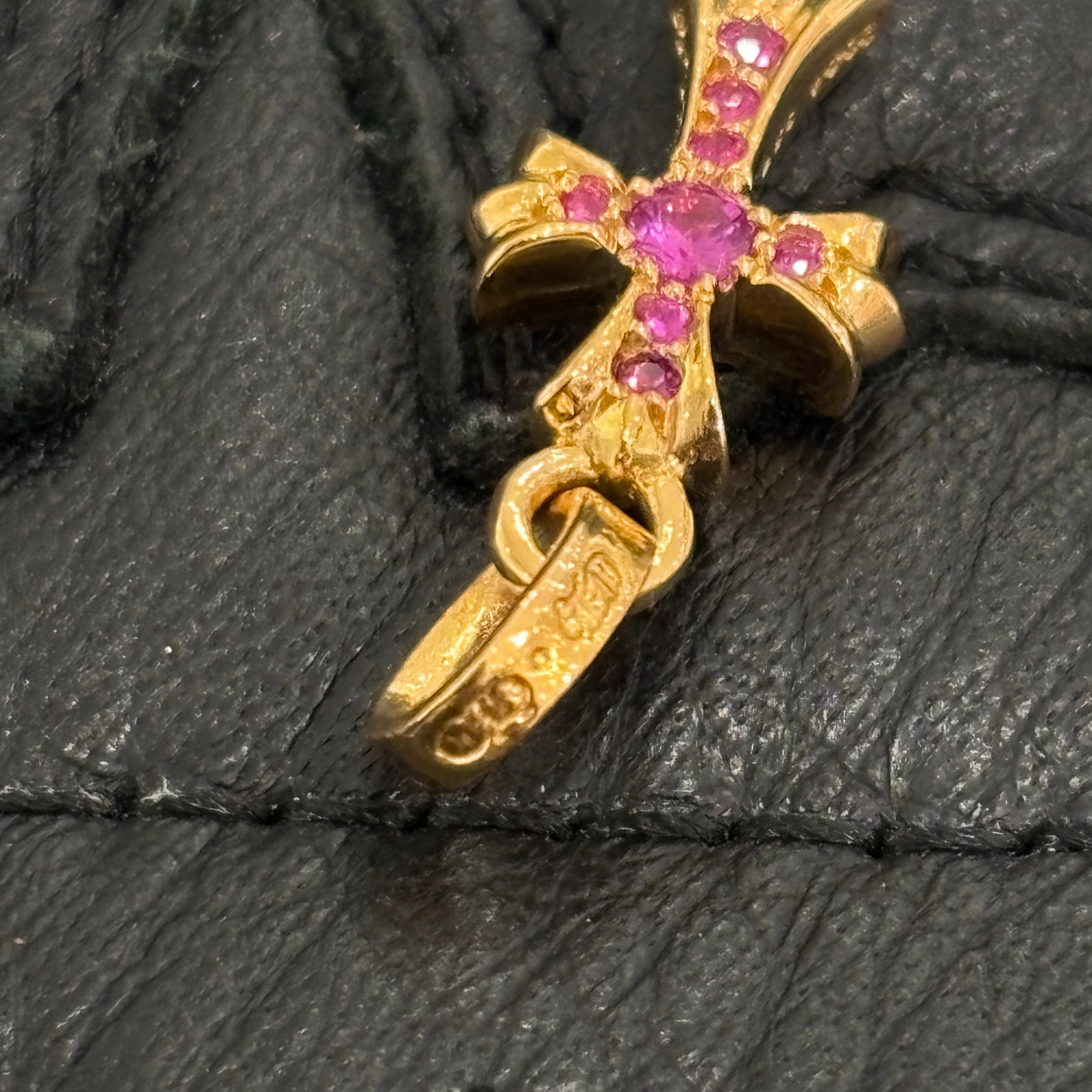 CHROME HEARTS 22K Baby Fat Cross Pave Ruby Pendant Top クロムハーツ 22K ベイビーファットクロス パヴェルビー ペンダントトップ