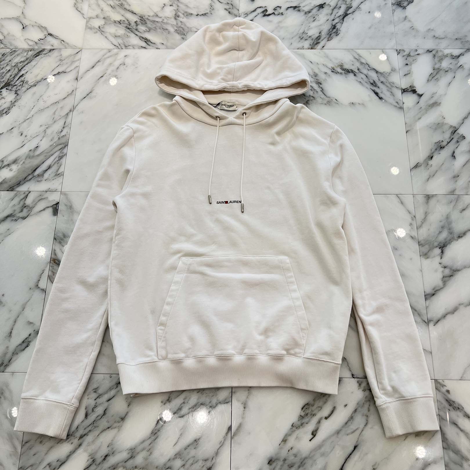 SAINT LAURENT PARIS 2017SS French Terry Signature Crop Pullover Hoodie 464581 YB1EO Size M サンローランパリ フレンチテリー シグネチャークロップ プルオーバーパーカー サイズM