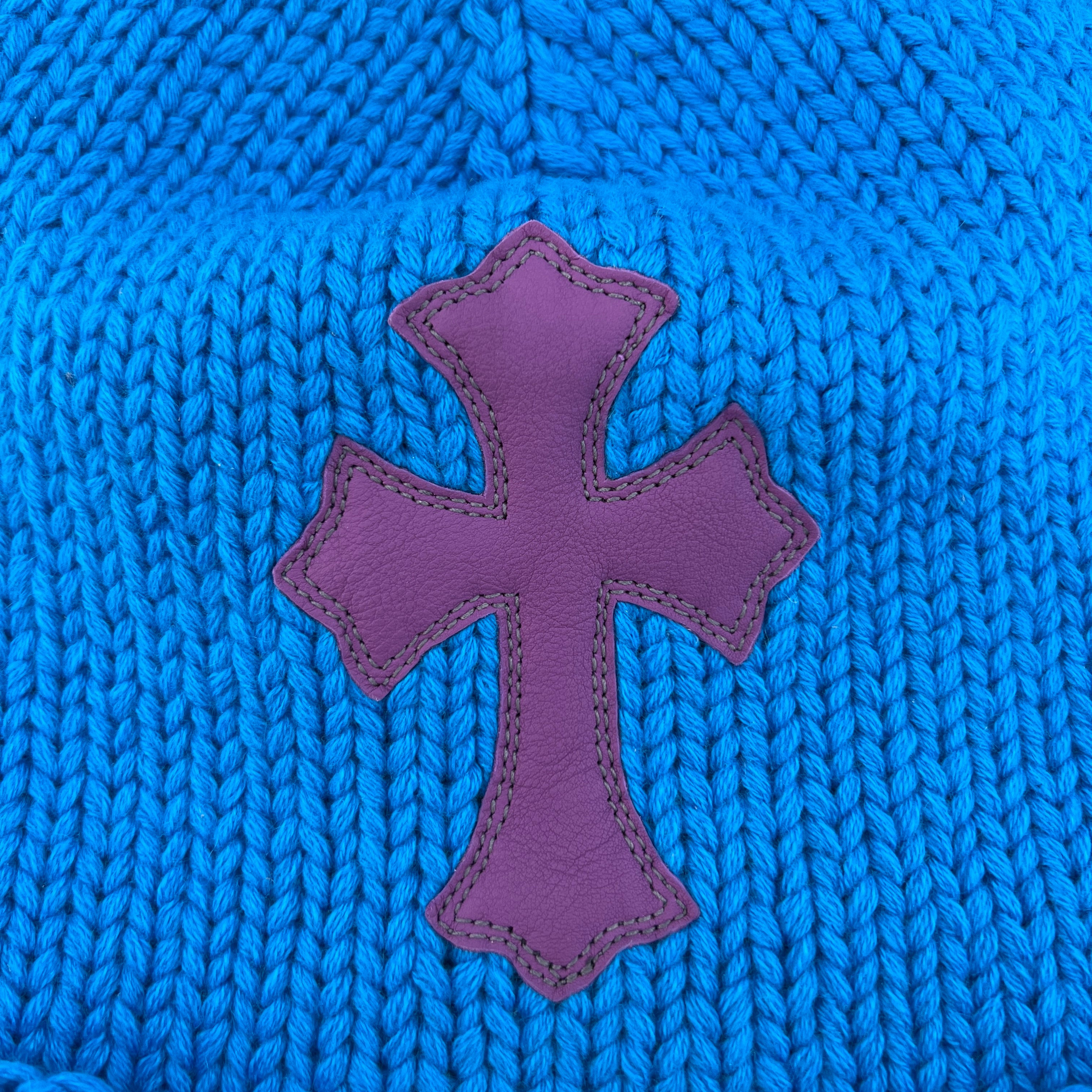 CHROME HEARTS Cashmere Leather 1 Cross Patch Beanie Size ONE