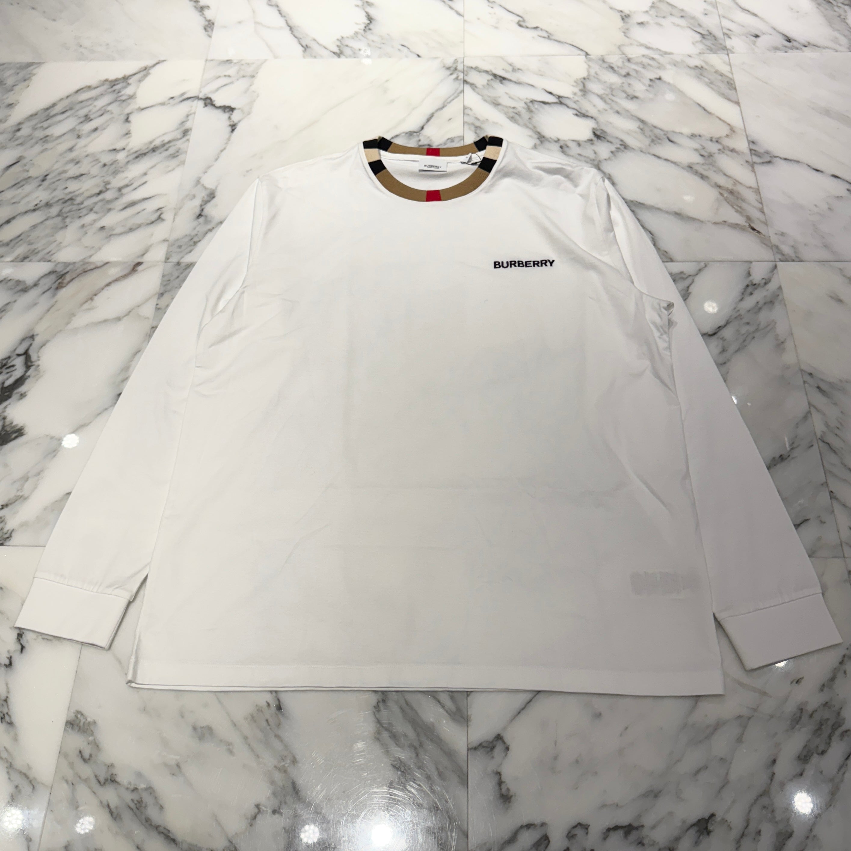 BURBERRY Jalad Check Neck Long Sleeve Tee 8091046 Size L バーバリー ジャラッド チェックネック ロングスリーブTシャツ サイズL