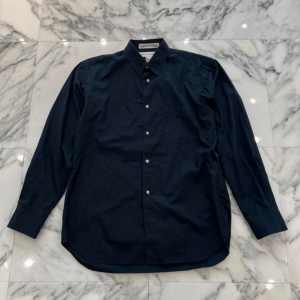 CHROME HEARTS × COMME des GARCONS Cross Ball Button Cotton Shirt Size S クロムハーツ × コムデギャルソン クロスボールボタン コットンシャツ サイズS