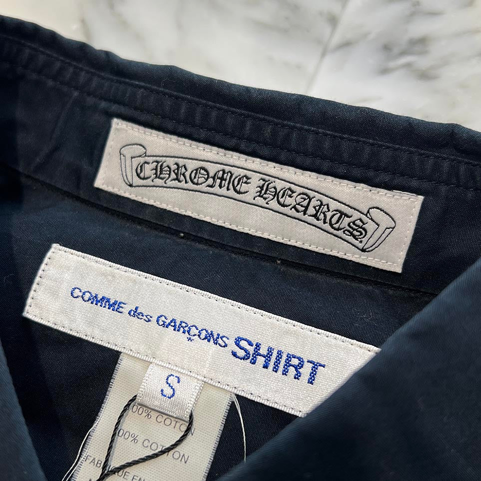 CHROME HEARTS × COMME des GARCONS Cross Ball Button Cotton Shirt Size S クロムハーツ × コムデギャルソン クロスボールボタン コットンシャツ サイズS