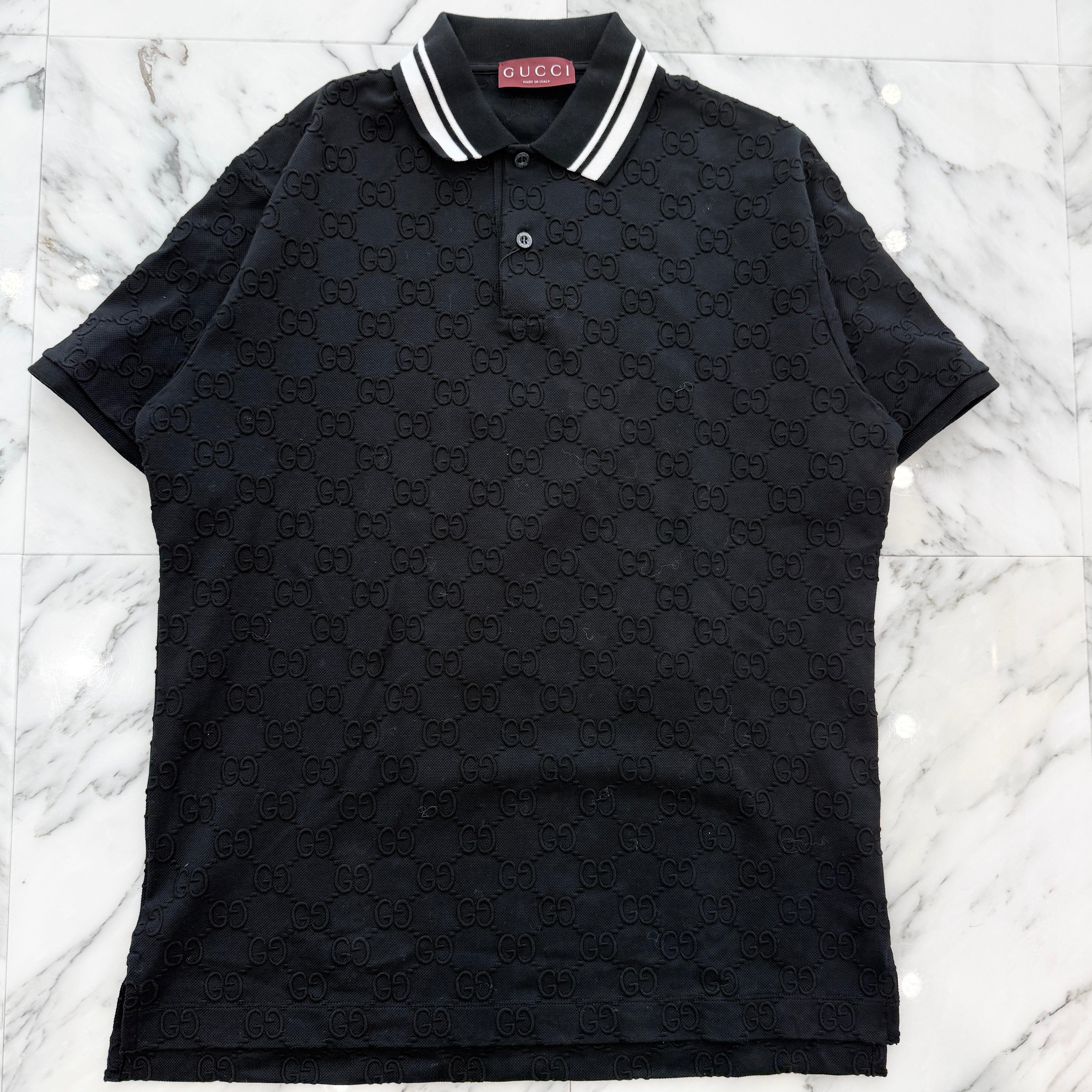 GUCCI 2024SS GG Print Cotton Polo Shirt 598956 XJGRT 1043 Size M グッチ GGプリント コットンシャツ スリーブポロシャツ サイズＭ