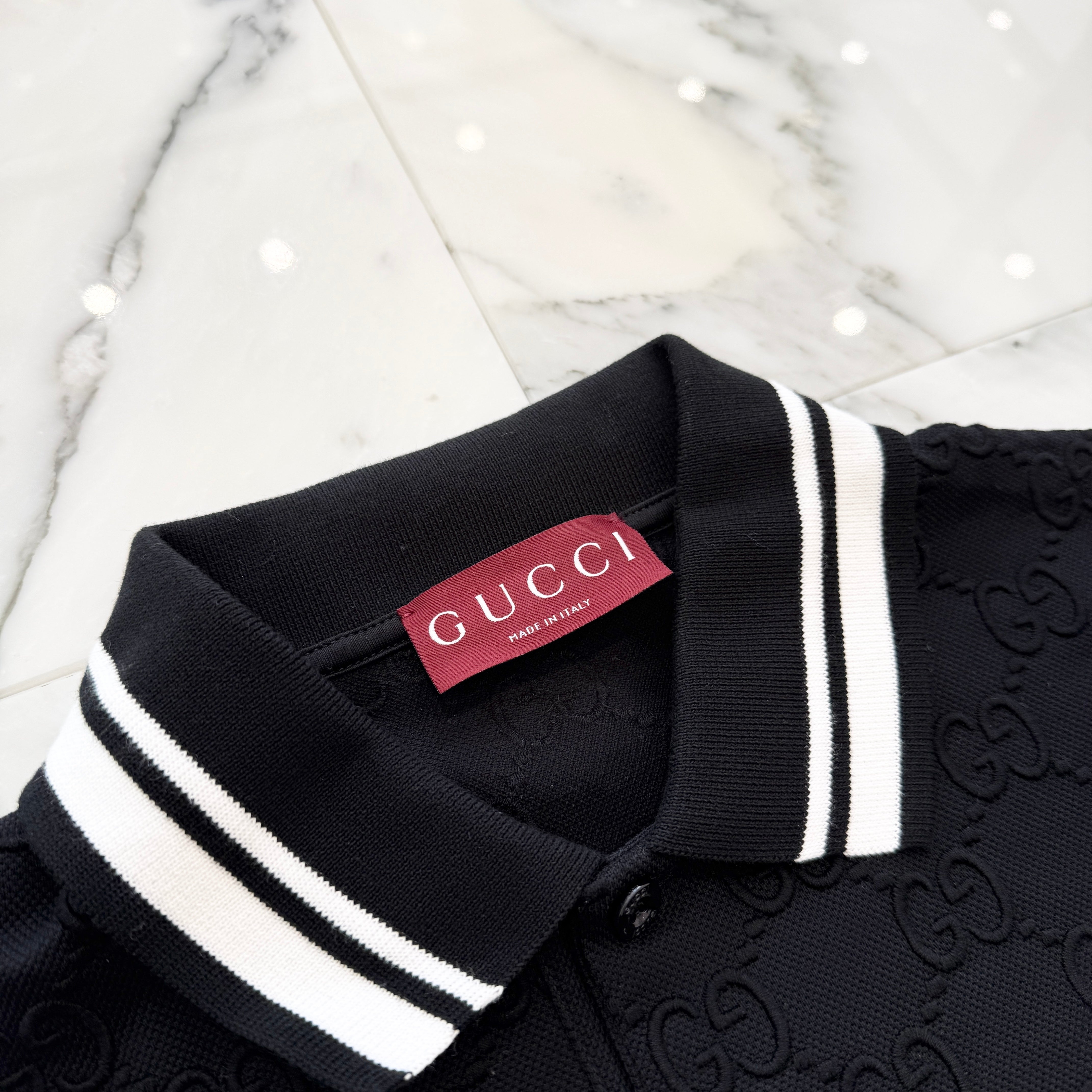 GUCCI 2024SS GG Print Cotton Polo Shirt 598956 XJGRT 1043 Size M グッチ GGプリント コットンシャツ スリーブポロシャツ サイズＭ