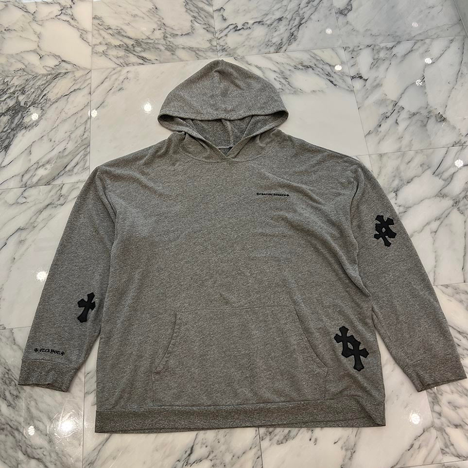 CHROME HEARTS Y NOT Cemetery Cross Leather Patch Hoodie Size XL