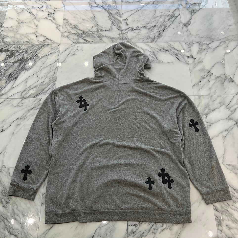 CHROME HEARTS Y NOT Cemetery Cross Leather Patch Hoodie Size XL クロムハーツ ワイノット セメタリークロスレザーパッチ フーディ サイズXL