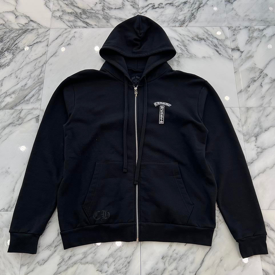CHROME HEARTS T Bar Logo Back Arch USA Zip Up Hoodie Size M クロム
