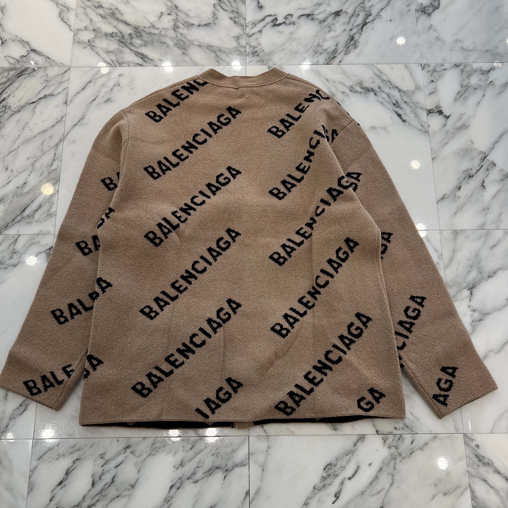 BALENCIAGA 2020AW Diagonal Monogram Logo Cardigan 652394 T1567 Size M バレンシアガ ダイアゴナル モノグラム ロゴ カーディガン サイズM