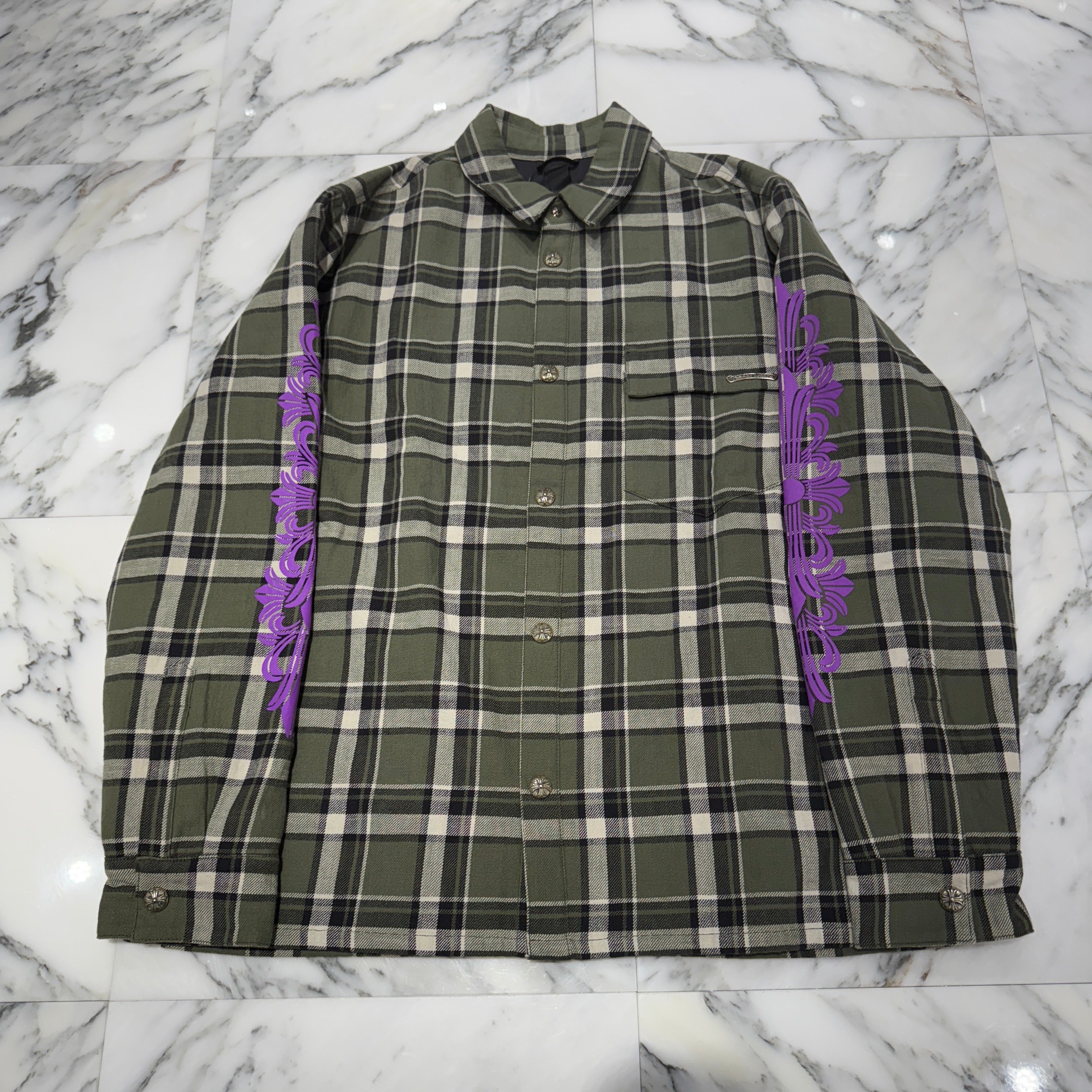 CHROME HEARTS Y NOT WORK DOG Flannel Check Shirt Jacket Size L クロムハーツ ワイノット ワークドッグ フランネル チェック シャツジャケット サイズL