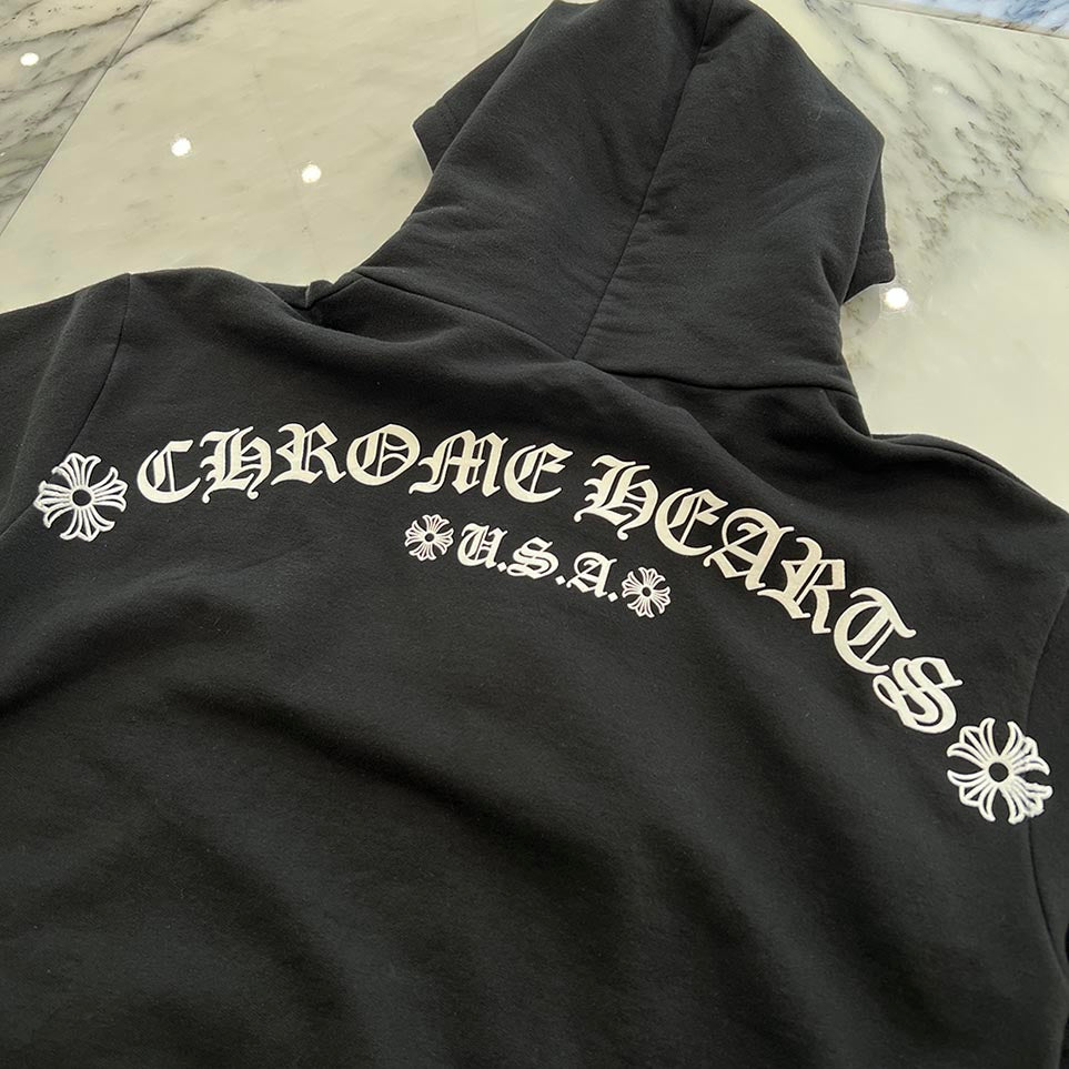 CHROME HEARTS T Bar Logo Back Arch USA Zip Up Hoodie Size M クロム