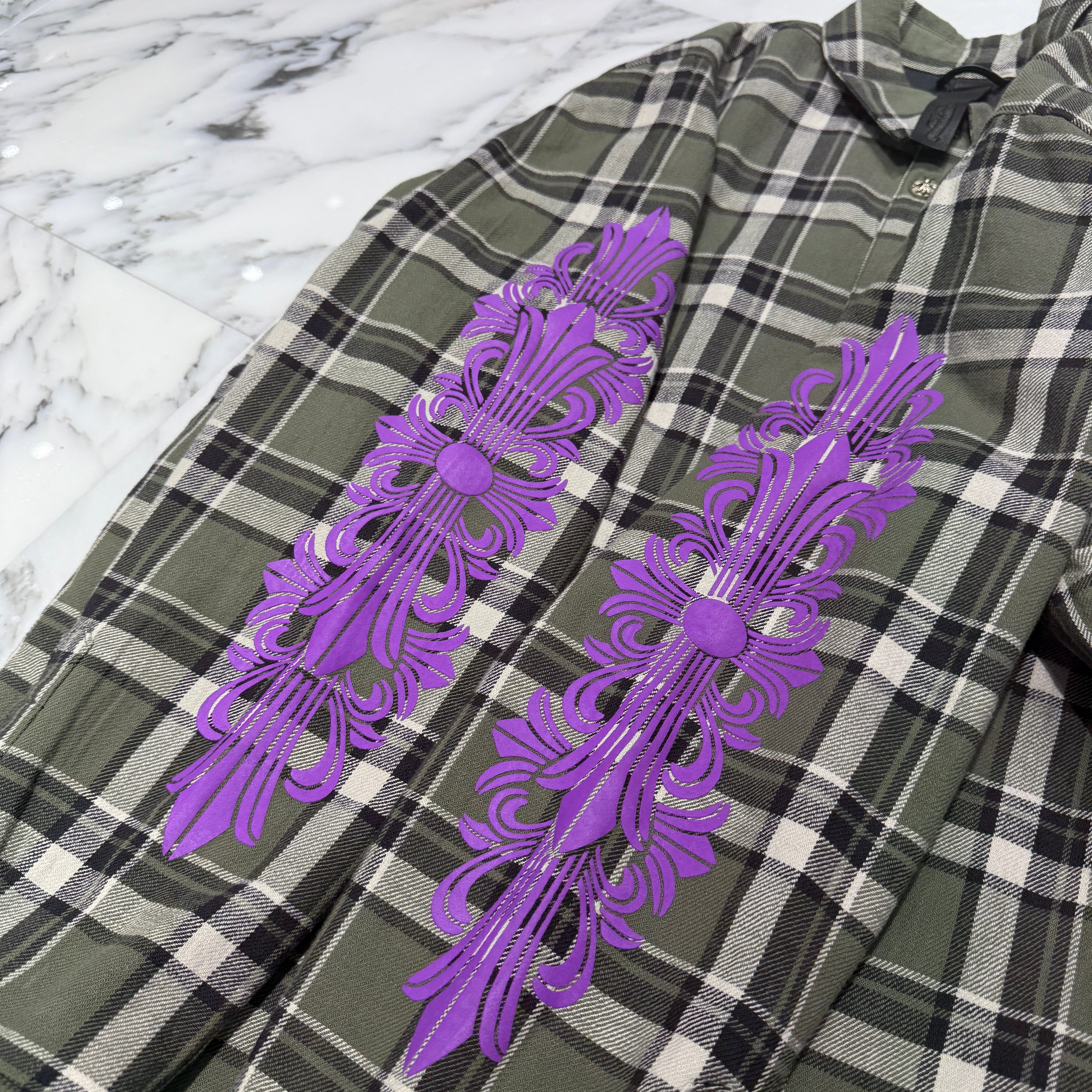 CHROME HEARTS Y NOT WORK DOG Flannel Check Shirt Jacket Size L クロムハーツ ワイノット ワークドッグ フランネル チェック シャツジャケット サイズL