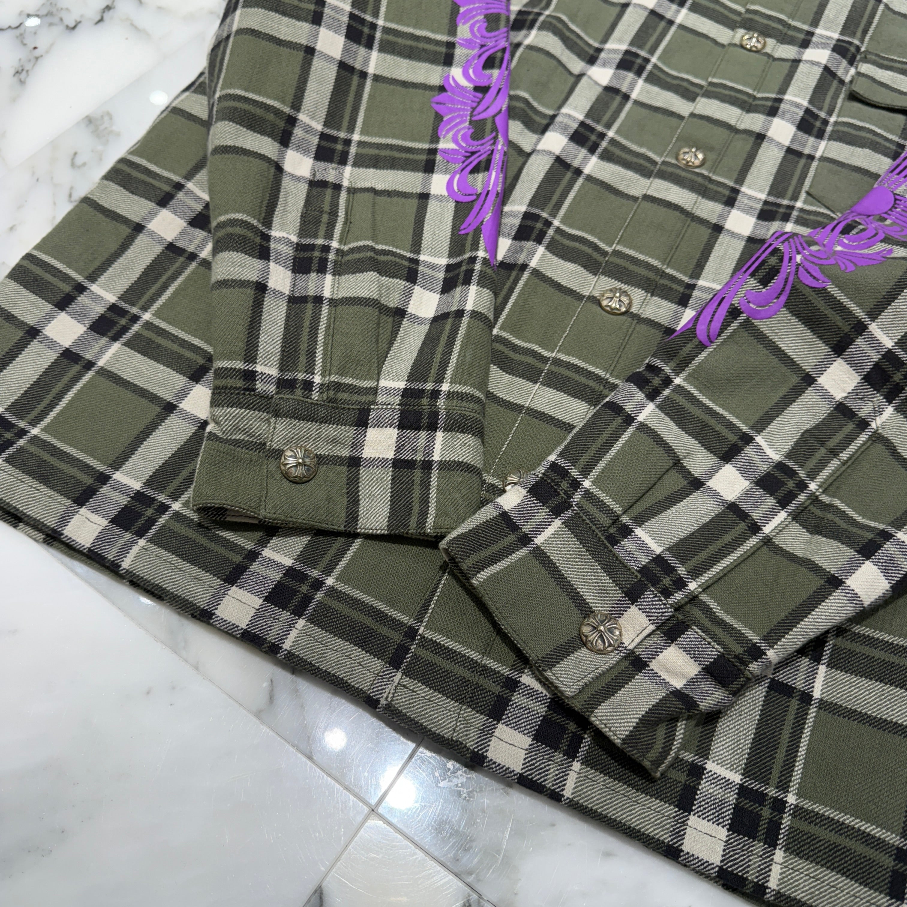 CHROME HEARTS Y NOT WORK DOG Flannel Check Shirt Jacket Size L クロムハーツ ワイノット ワークドッグ フランネル チェック シャツジャケット サイズL