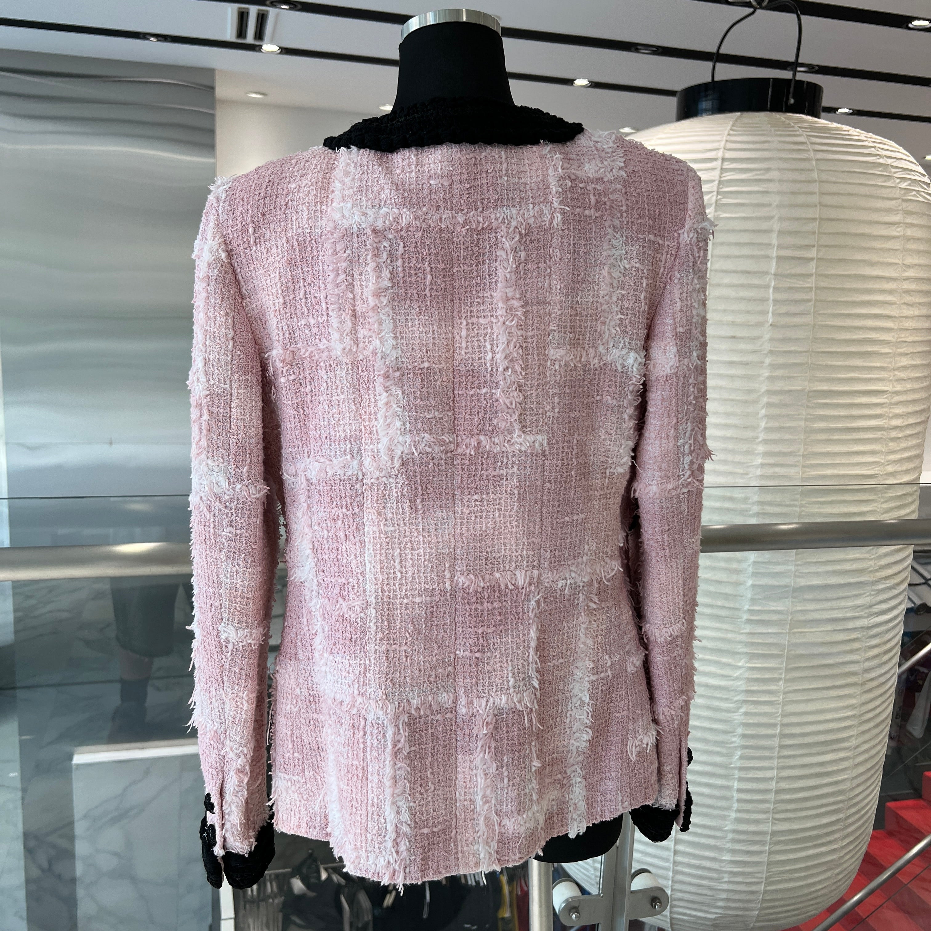 CHANEL 2021AW Cotton Tweed Collarless Jacket P71876V63453 Size 40 シャネル コットンツイード ノーカラー ジャケット サイズ40
