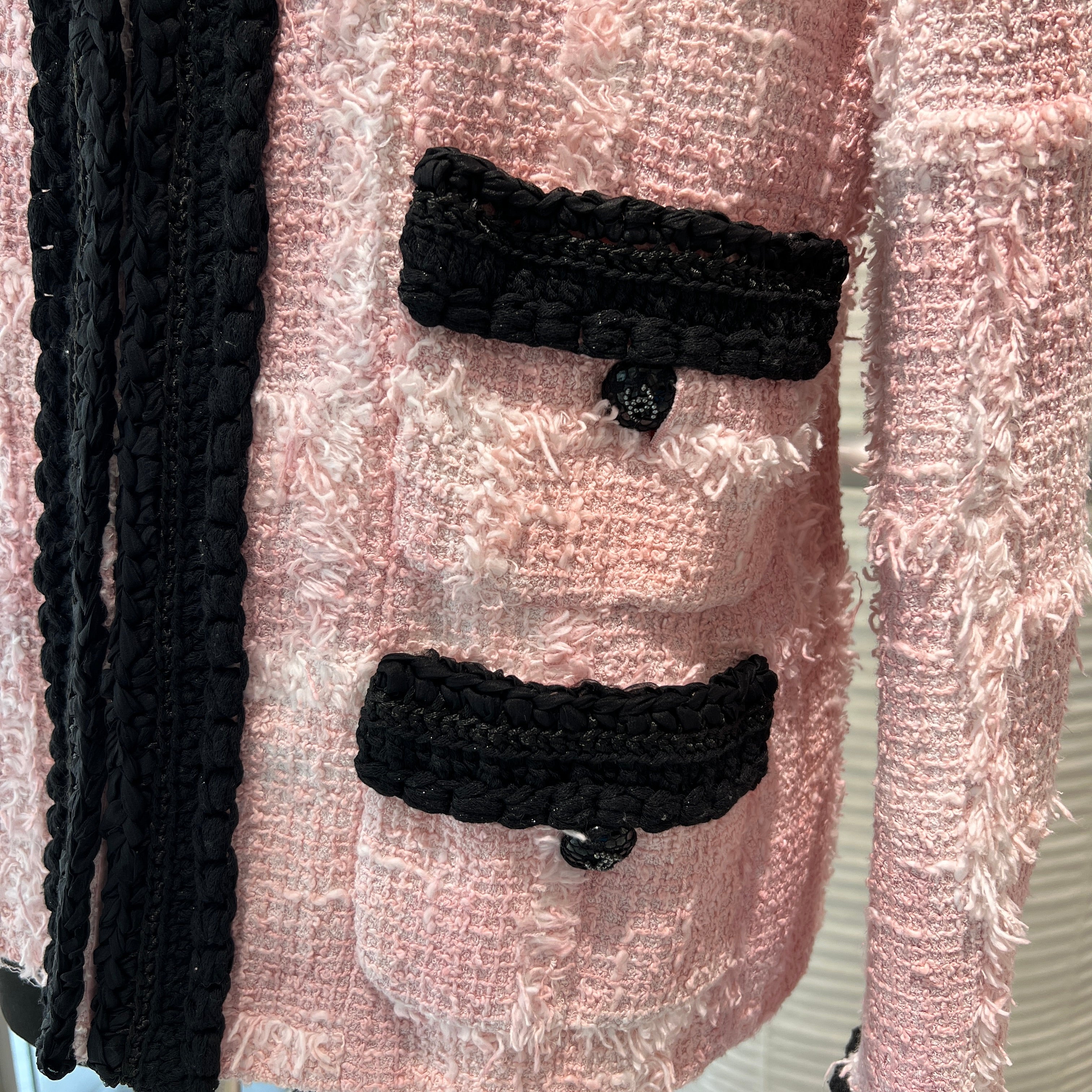 CHANEL 2021AW Cotton Tweed Collarless Jacket P71876V63453 Size 40 シャネル コットンツイード ノーカラー ジャケット サイズ40