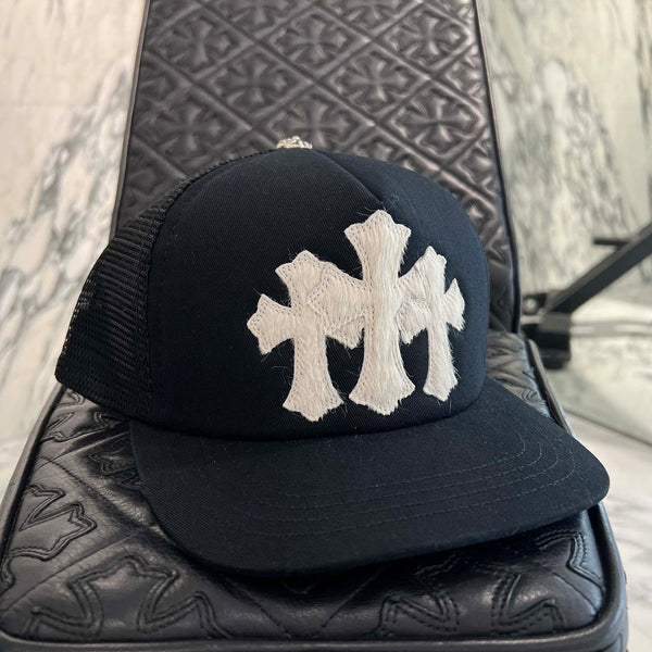 CHROME HEARTS 2025AW Triple Cross Harako Leather Patch Trucker Cap ONE SIZE (51-61) クロムハーツ トリプルクロス ハラコレザー パッチトラッカーキャップ サイズONE SIZE (51-61)