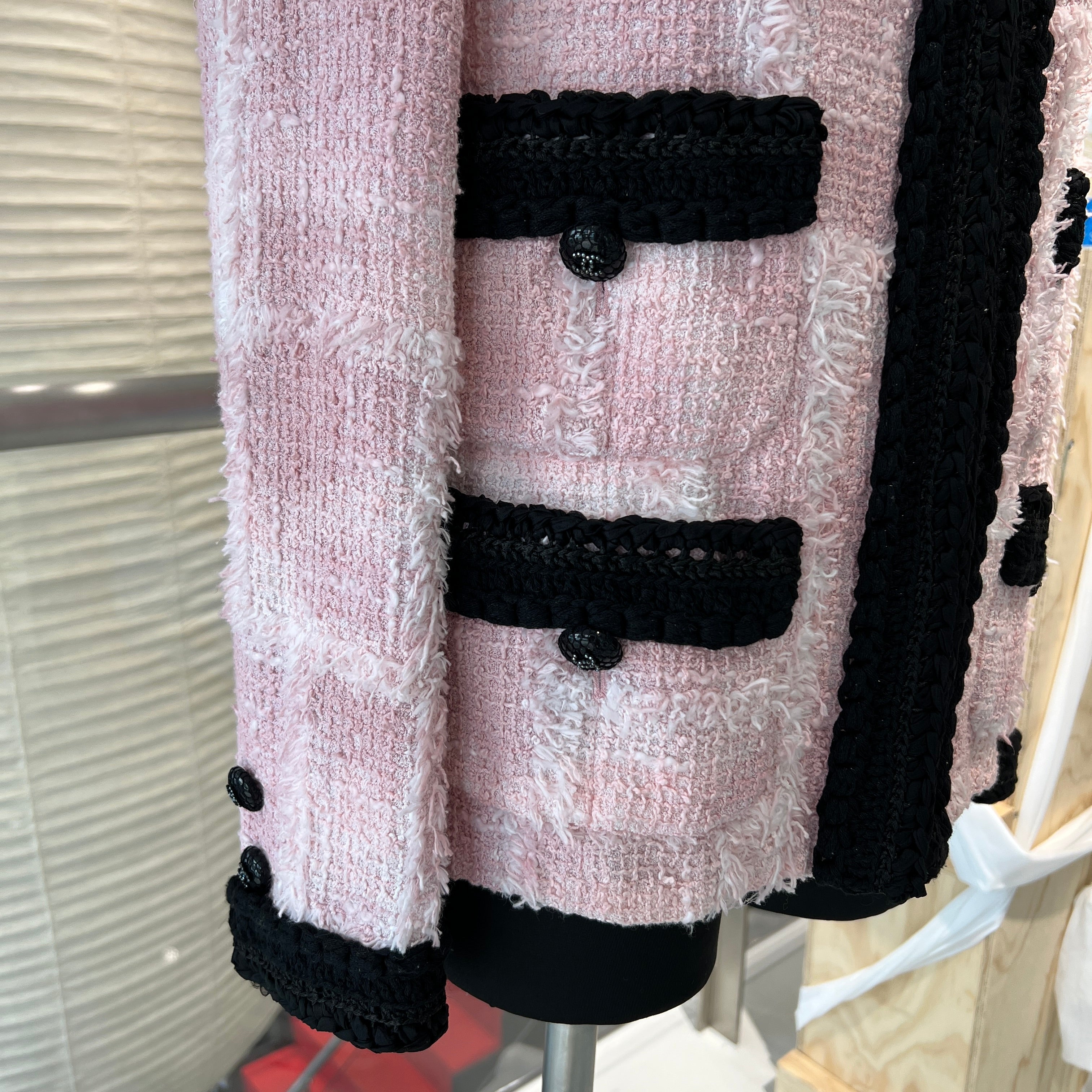 CHANEL 2021AW Cotton Tweed Collarless Jacket P71876V63453 Size 40 シャネル コットンツイード ノーカラー ジャケット サイズ40