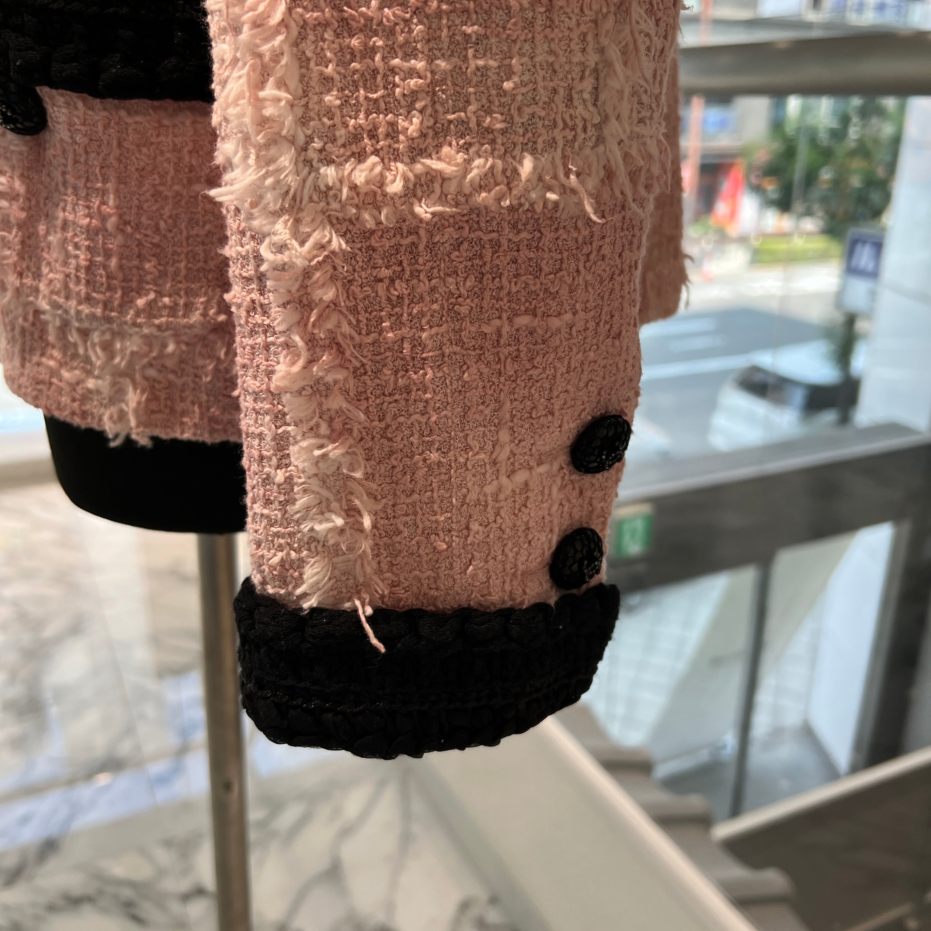 CHANEL 2021AW Cotton Tweed Collarless Jacket P71876V63453 Size 40 シャネル コットンツイード ノーカラー ジャケット サイズ40