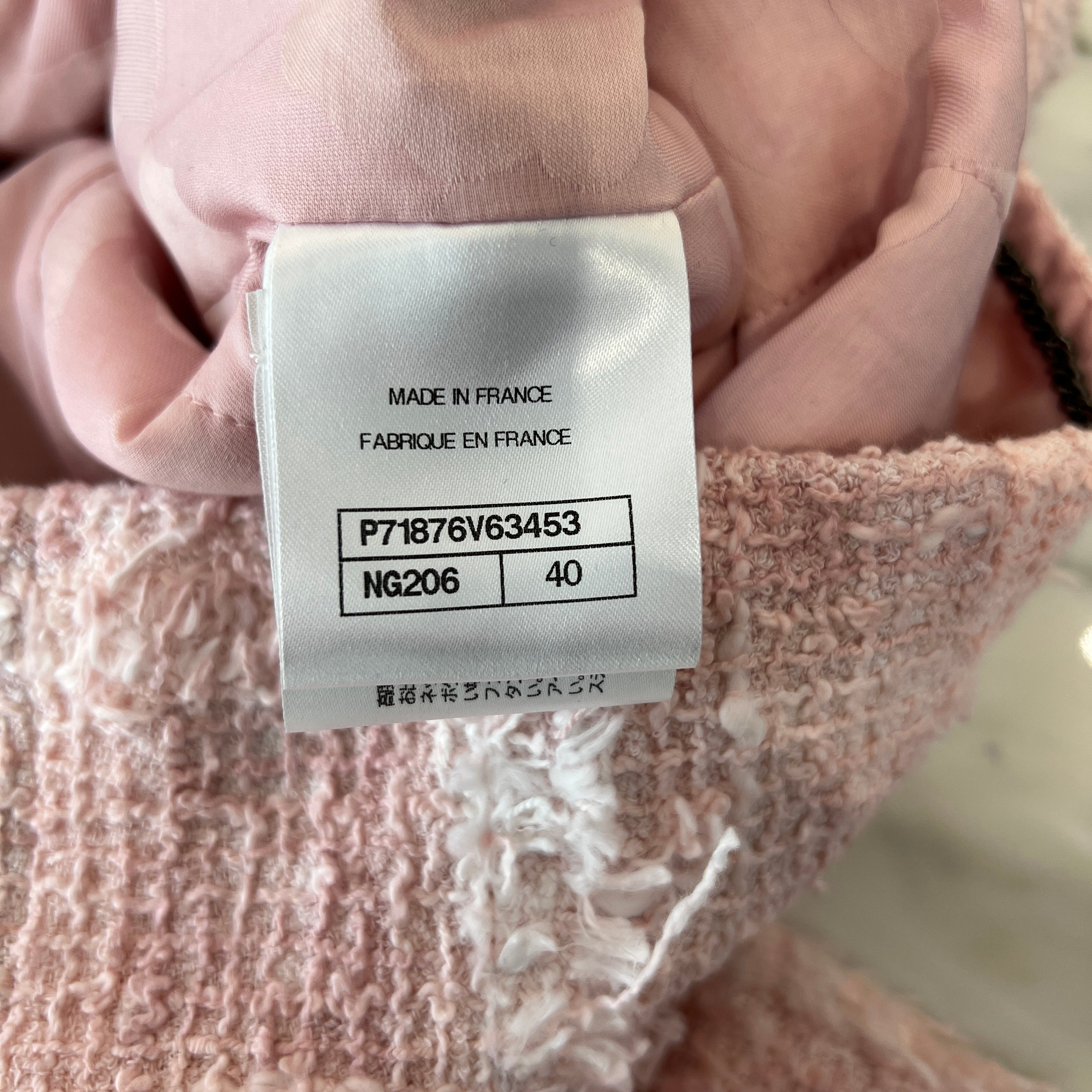 CHANEL 2021AW Cotton Tweed Collarless Jacket P71876V63453 Size 40 シャネル コットンツイード ノーカラー ジャケット サイズ40