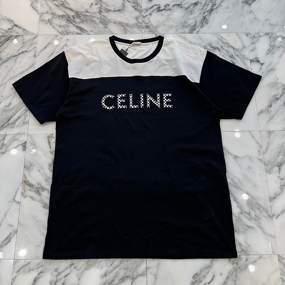 CELINE 2021SS Check Print Studs Loose Fit Tee 2X839500O Size XXL セリーヌ チェップリント スタッズ装飾 ルーズフィット Tシャツ サイズXXL
