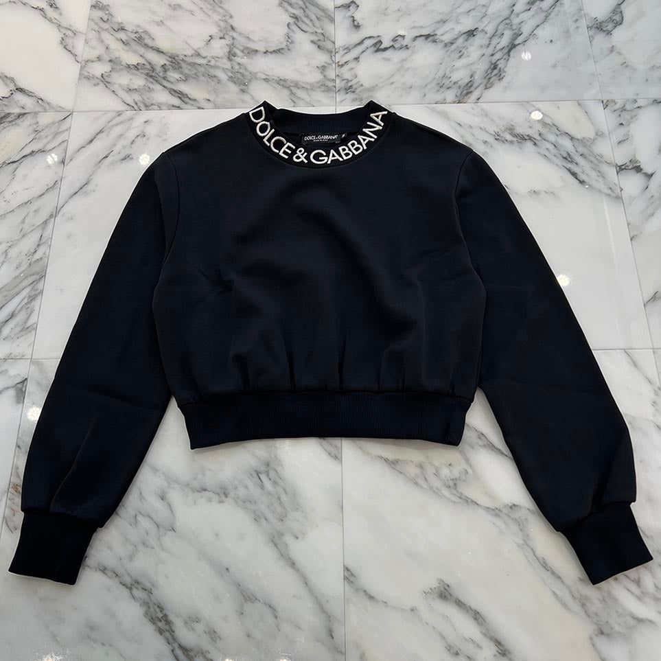 Dolce & Gabbana Neck Logo Embroidery Crewneck Sweat Shirt JB F9R50Z GDB6BI Size 36 ドルチェ&ガッバーナ ネックロゴ刺繍 クルーネック スウェットシャツ サイズ36