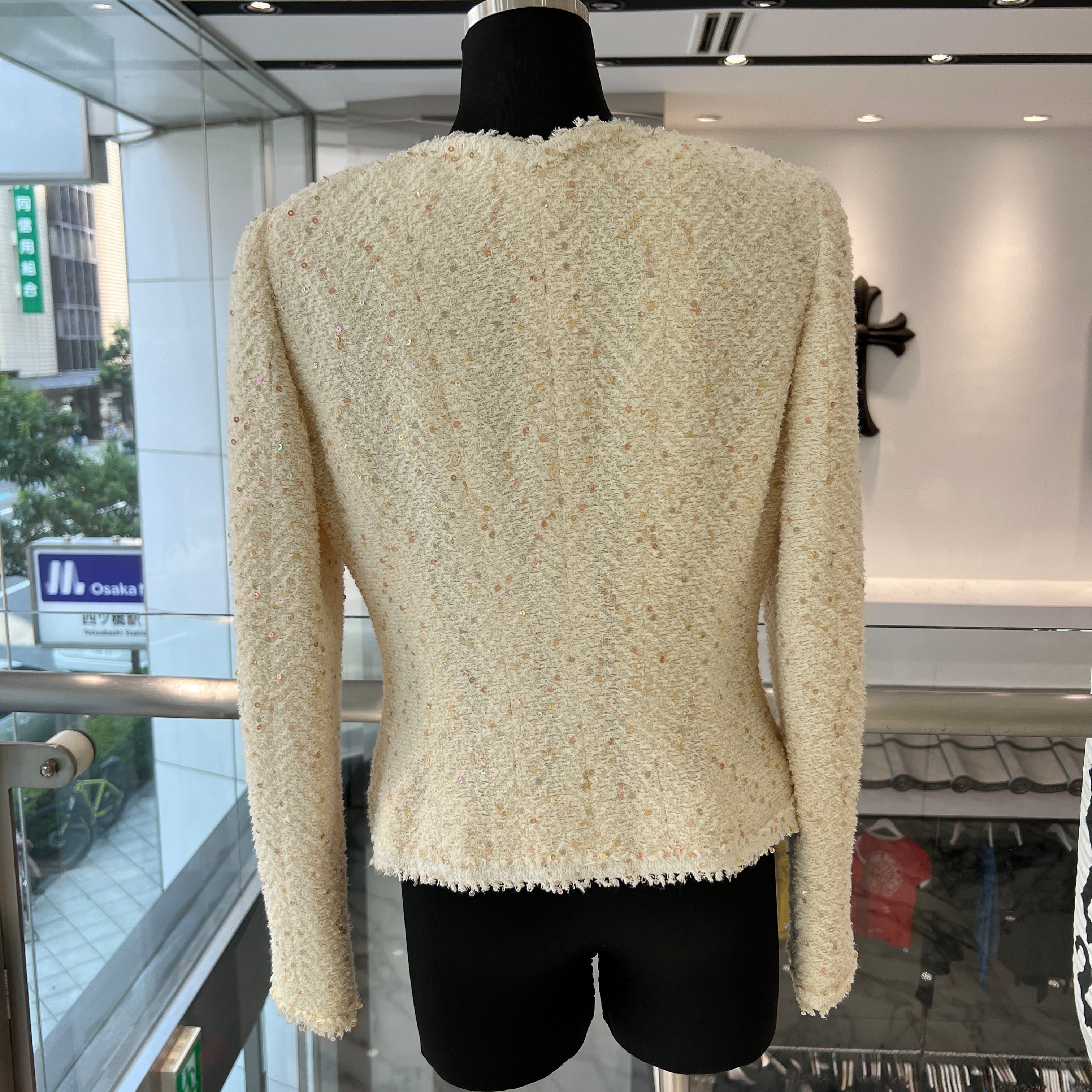 CHANEL Coco Mark Sequined Tweed Jacket PO7204V05396 Size 40