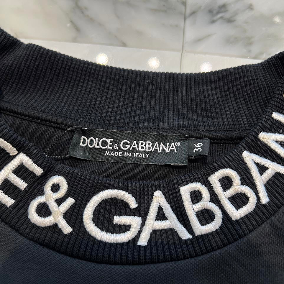 Dolce & Gabbana Neck Logo Embroidery Crewneck Sweat Shirt JB F9R50Z GDB6BI Size 36 ドルチェ&ガッバーナ ネックロゴ刺繍 クルーネック スウェットシャツ サイズ36