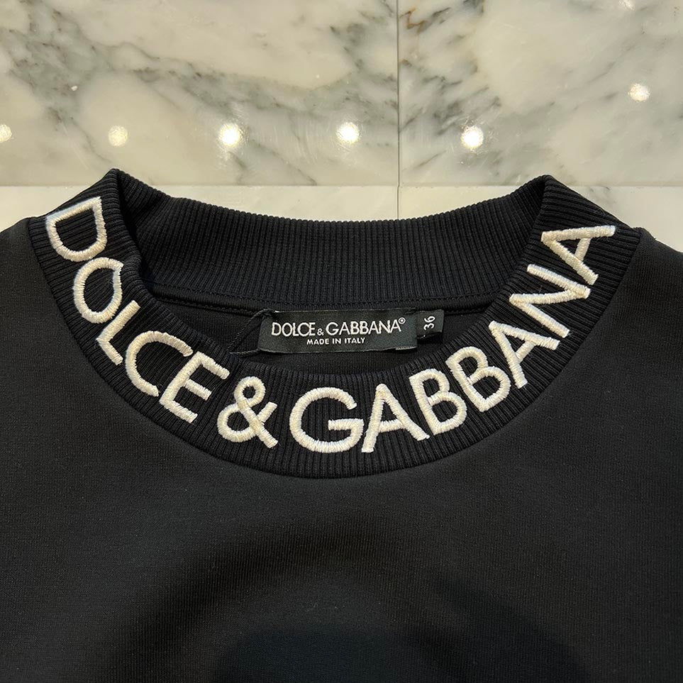Dolce & Gabbana Neck Logo Embroidery Crewneck Sweat Shirt JB F9R50Z GDB6BI Size 36 ドルチェ&ガッバーナ ネックロゴ刺繍 クルーネック スウェットシャツ サイズ36