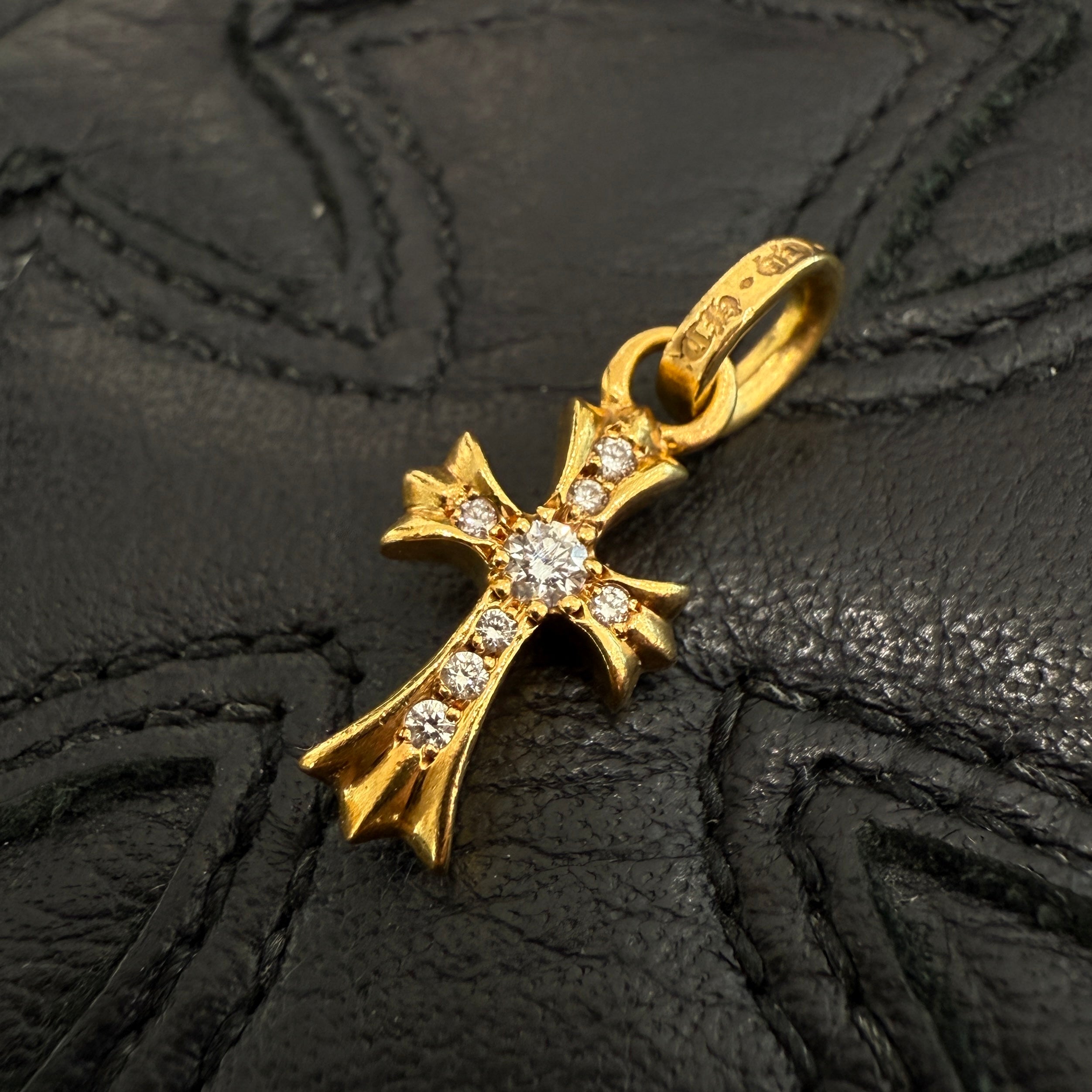 CHROME HEARTS 22K Baby Fat Cross Pave Diamond Pendant Top クロムハーツ 22K ベビーファット クロス パヴェダイヤモンド ペンダントトップ