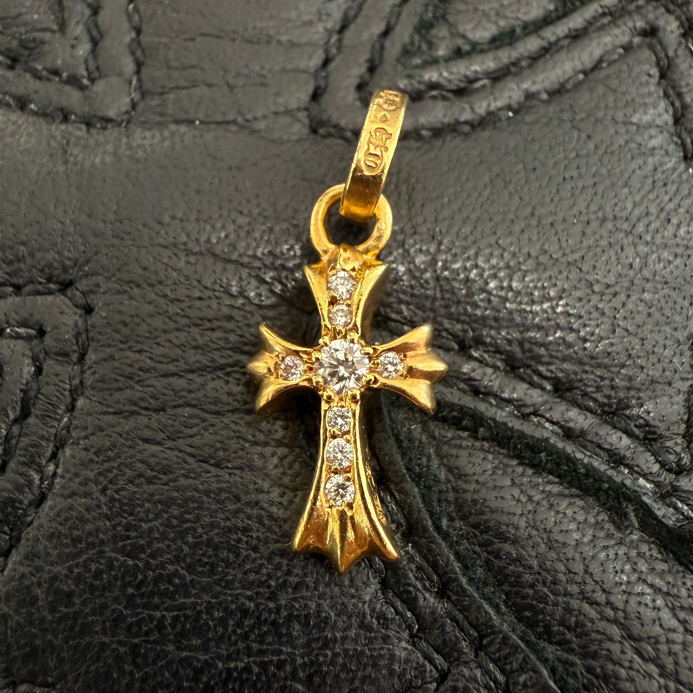 CHROME HEARTS 22K Baby Fat Cross Pave Diamond Pendant Top クロムハーツ 22K ベビーファット クロス パヴェダイヤモンド ペンダントトップ
