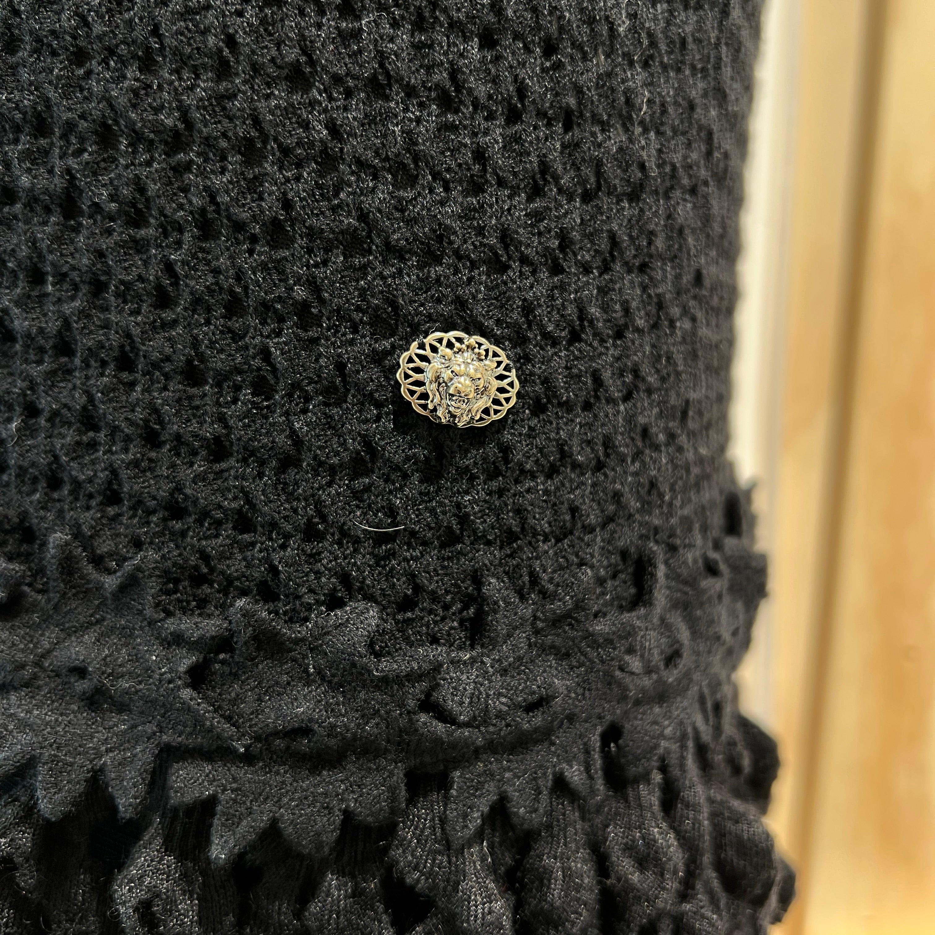 CHANEL Flower Applique Mesh Flare Dress P57019K07453 Size 42 シャネル フラワーアップリケ装飾 メッシュ フレアワンピース サイズ42