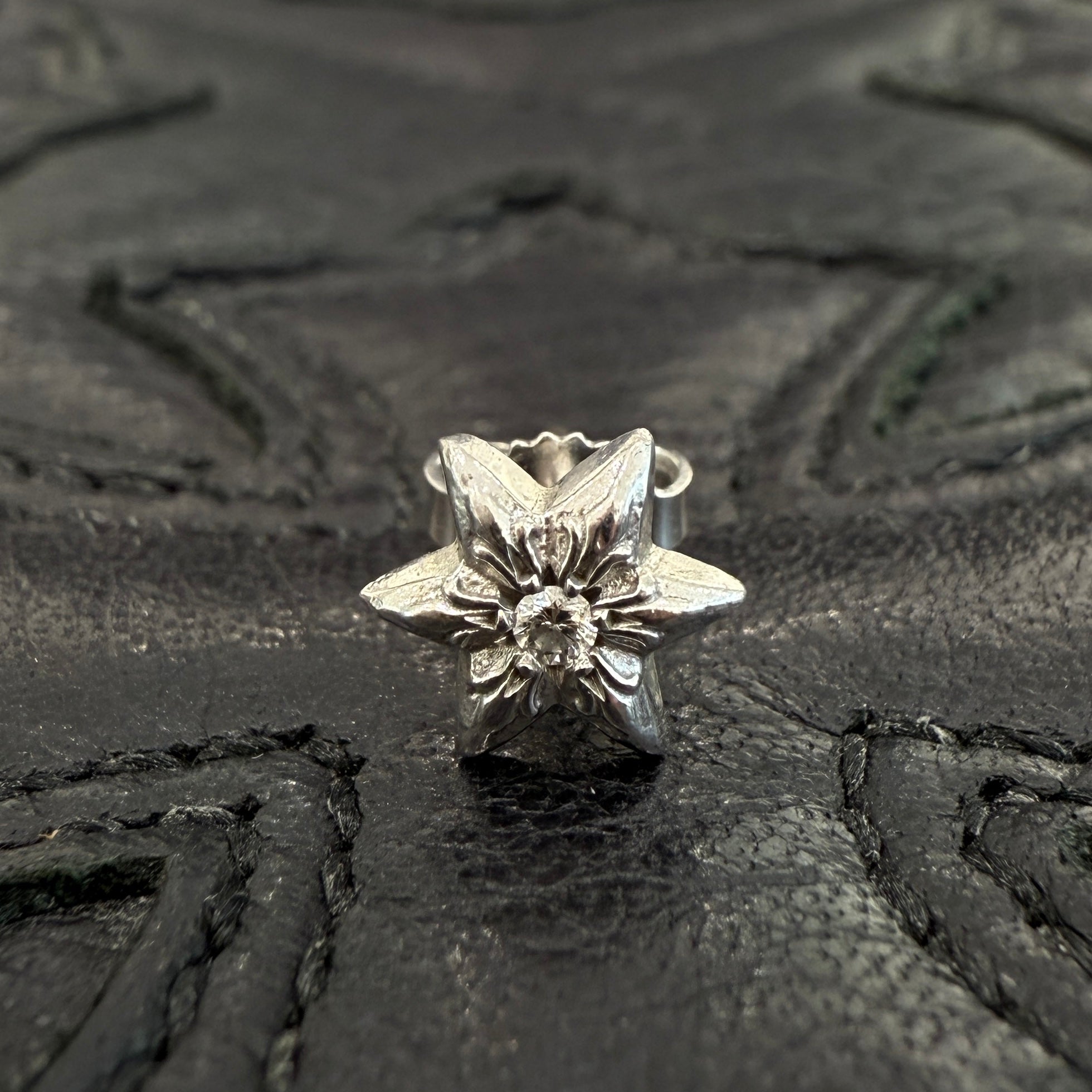 CHROME HEARTS 18K WG STAR STUD 1 Diamond Earrings クロムハーツ 18K