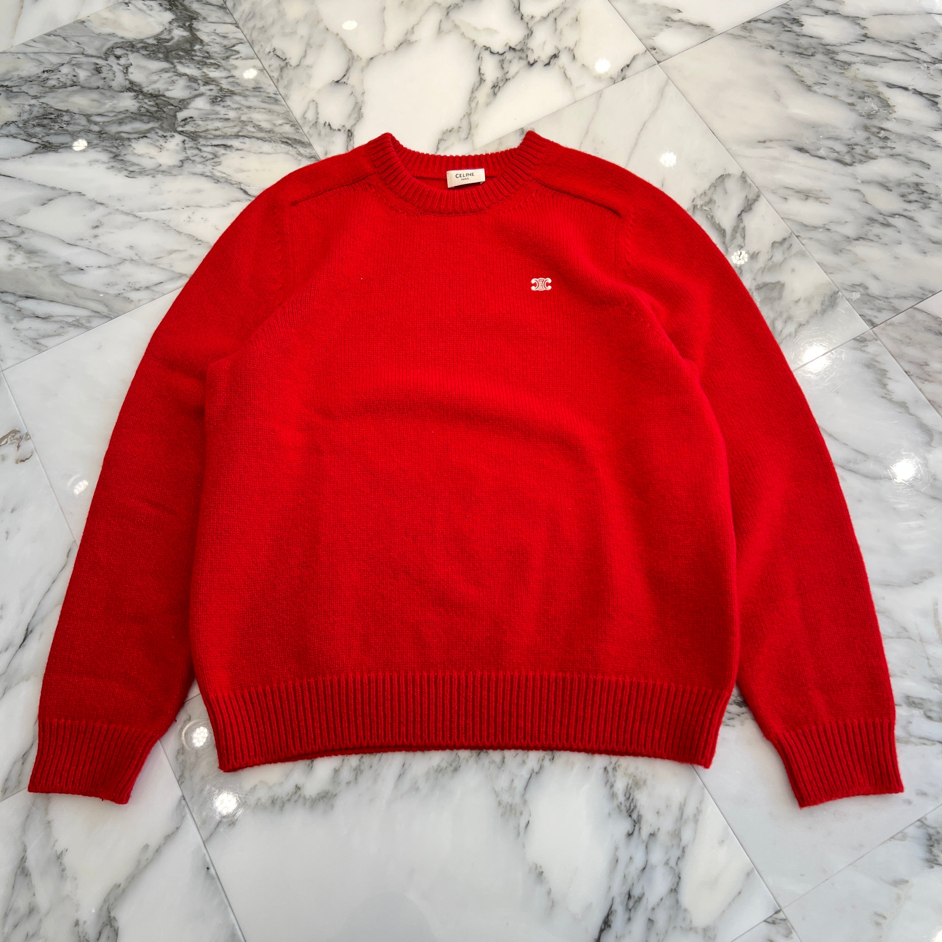 CELINE 2024AW Triomphe Embroidery Crewneck Wool Sweater 2AC85048T Size M セリーヌ トリオンフ刺繍 クルーネック ウールセーター サイズM