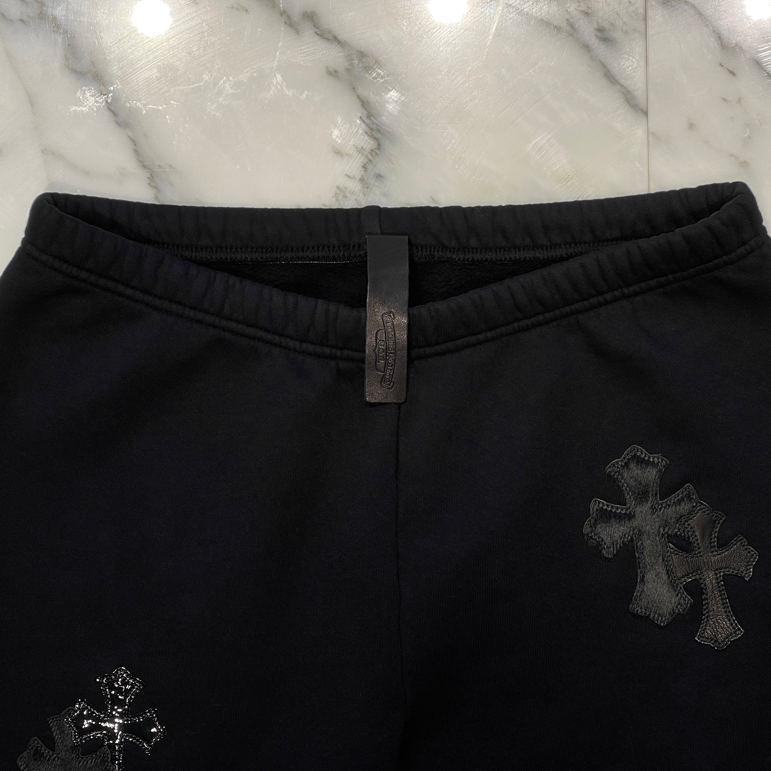 CHROME HEARTS GRP Y NOT Harako & Leather Cross Patch Sweat Pants
