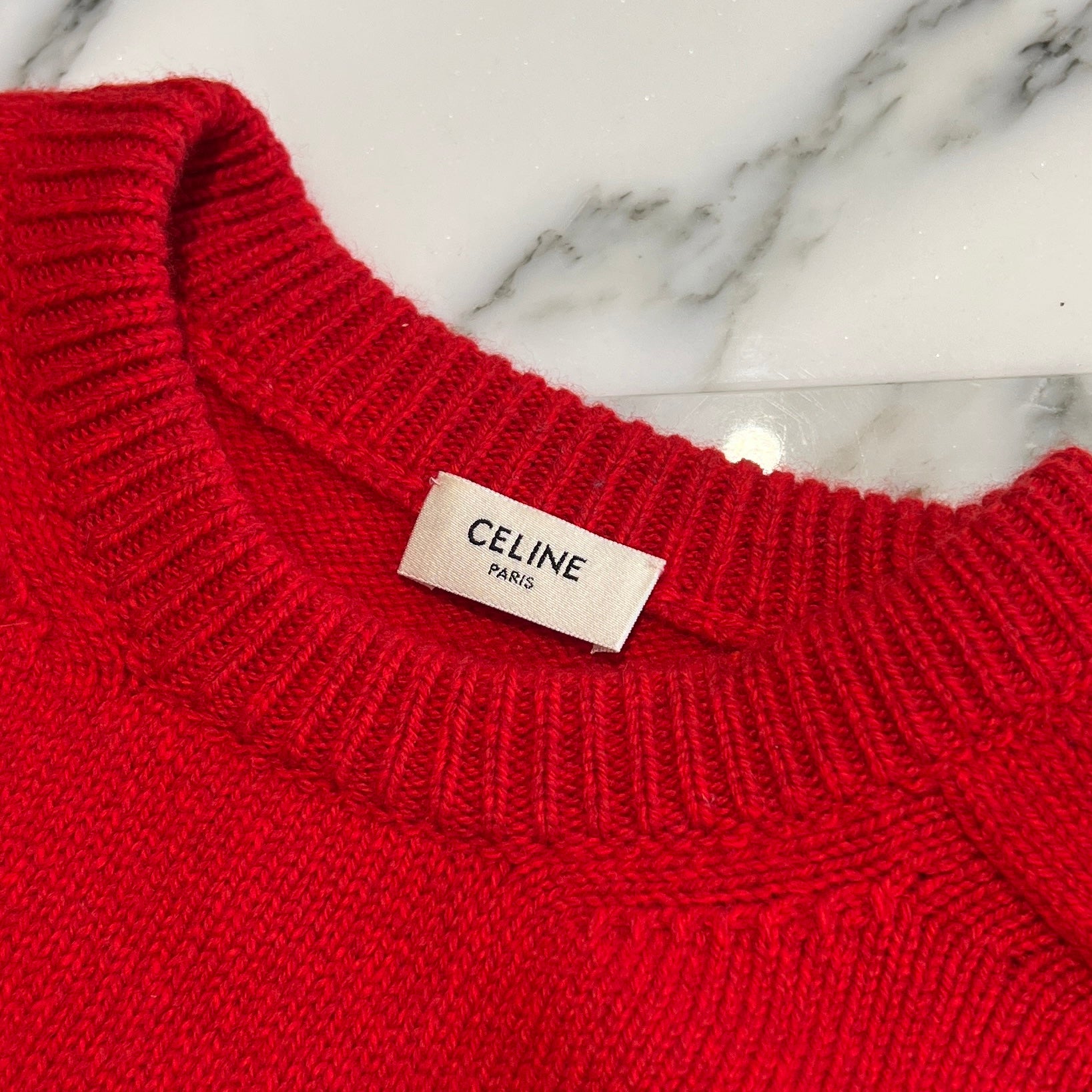 CELINE 2024AW Triomphe Embroidery Crewneck Wool Sweater 2AC85048T Size M セリーヌ トリオンフ刺繍 クルーネック ウールセーター サイズM