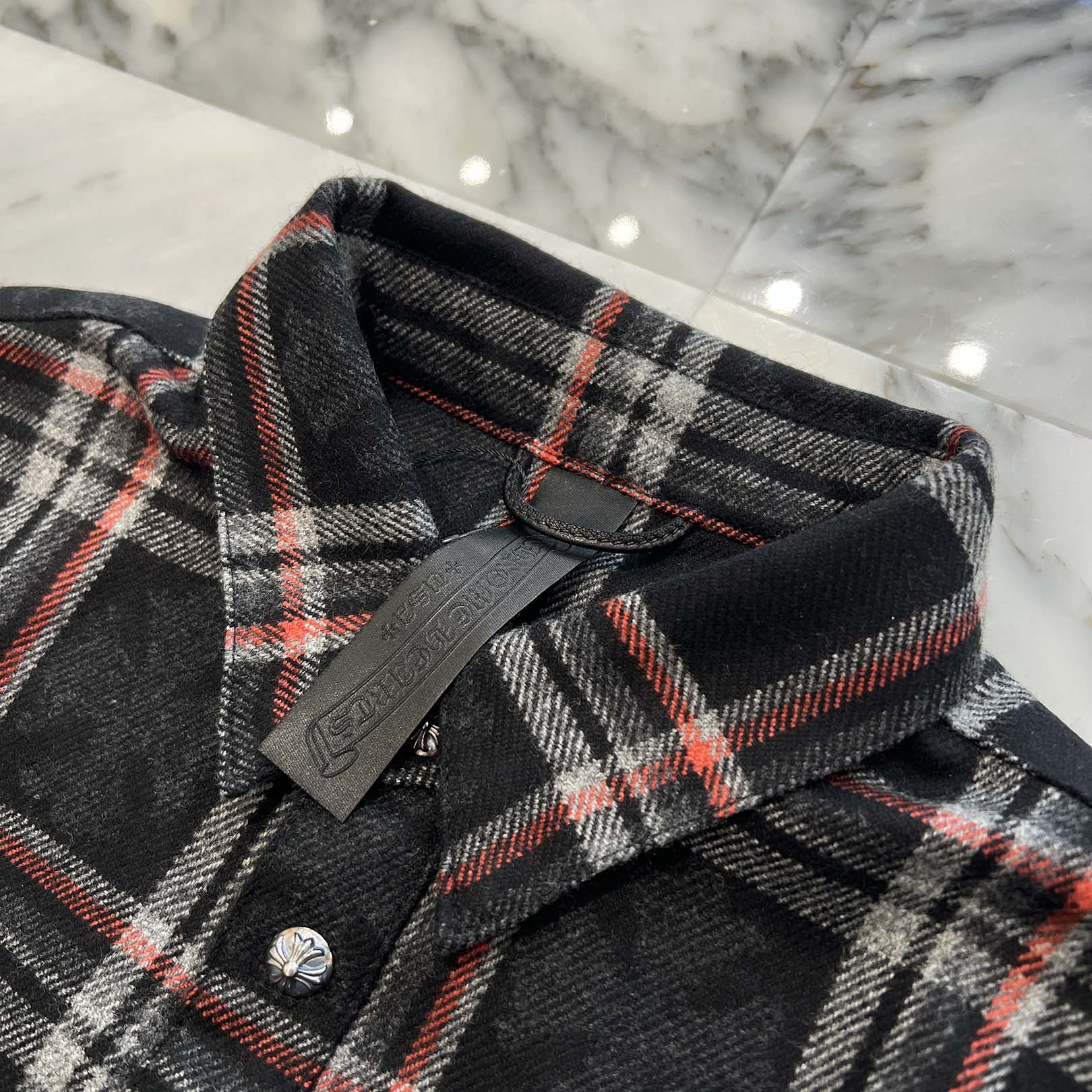 CHROME HEARTS 2025SS Y NOT Cross Ball Button Cashmere Check Shirt Size M クロムハーツ ワイノット クロスボールボタン カシミヤ チェックシャツ サイズM