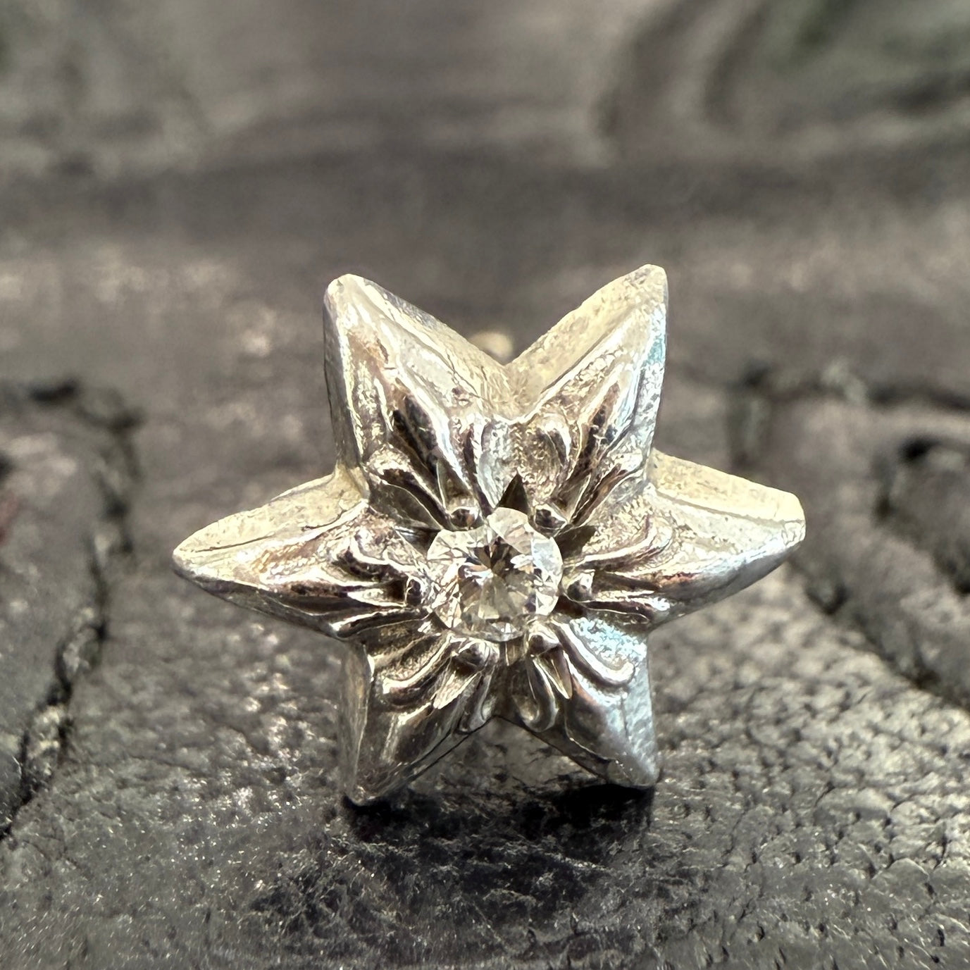 CHROME HEARTS 18K WG STAR STUD 1 Diamond Earrings クロムハーツ 18K