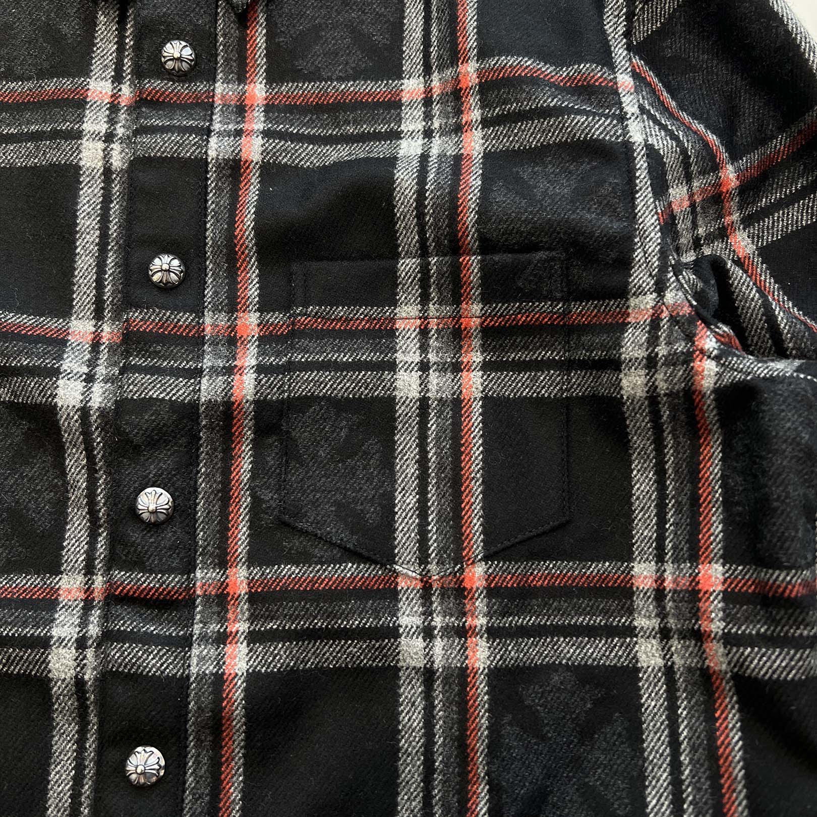 CHROME HEARTS 2025SS Y NOT Cross Ball Button Cashmere Check Shirt Size M クロムハーツ ワイノット クロスボールボタン カシミヤ チェックシャツ サイズM