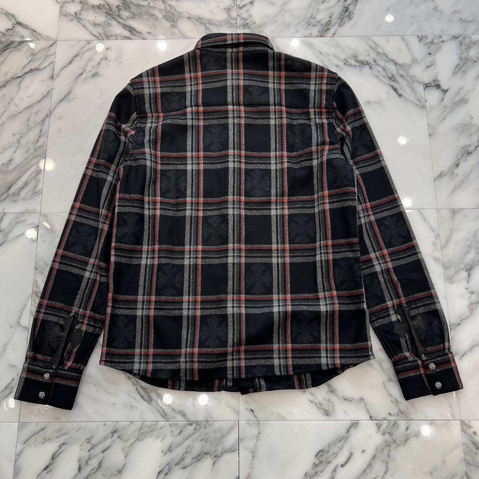 CHROME HEARTS 2025SS Y NOT Cross Ball Button Cashmere Check Shirt Size M クロムハーツ ワイノット クロスボールボタン カシミヤ チェックシャツ サイズM
