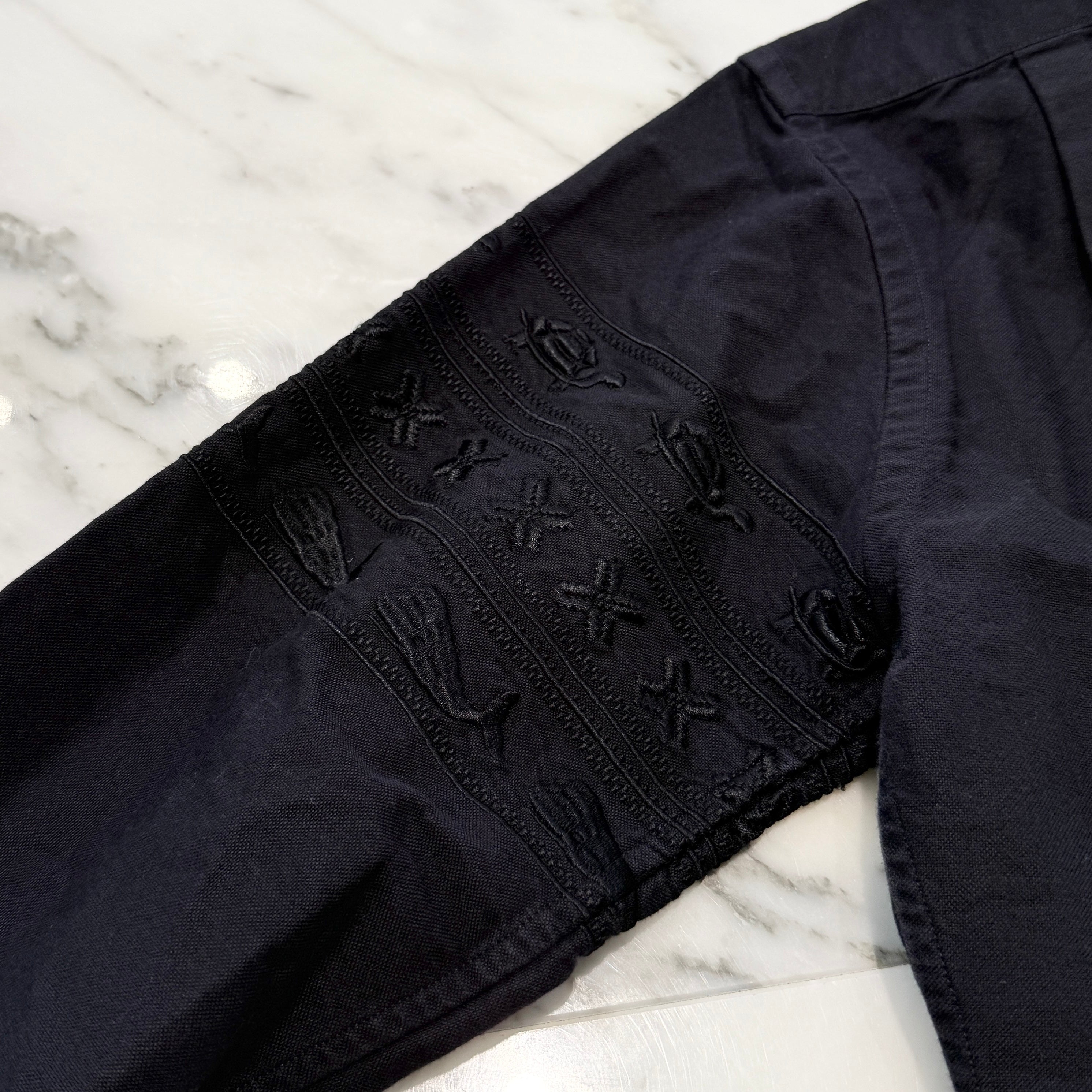 THOM BROWNE 2023AW Sleeve Embroidery Oversized Cotton Shirt MWL194E00145 Size 0 トムブラウン 肩ロゴ刺繍 オーバーサイズ コットンシャツ サイズ0