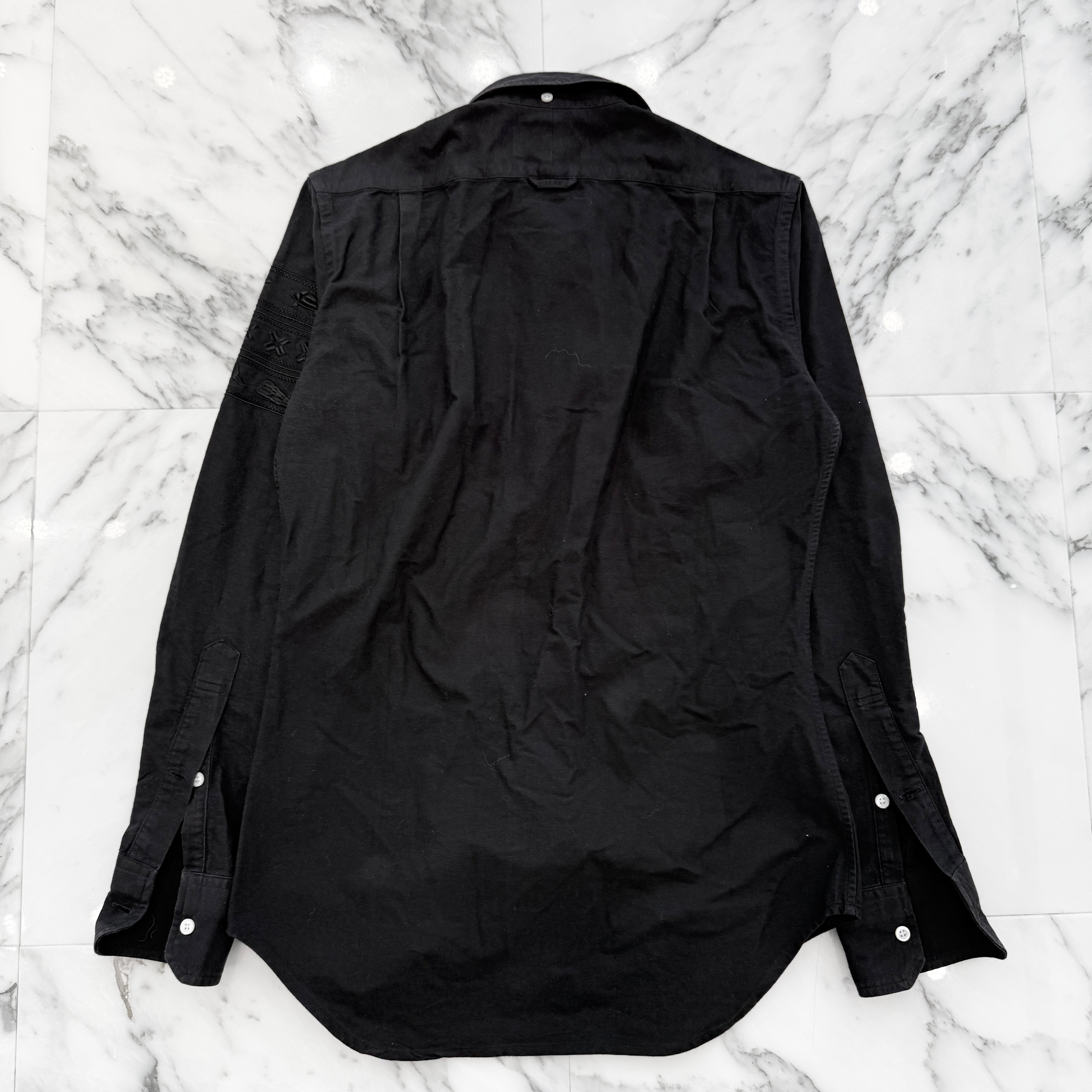 THOM BROWNE 2023AW Sleeve Embroidery Oversized Cotton Shirt MWL194E00145 Size 0 トムブラウン 肩ロゴ刺繍 オーバーサイズ コットンシャツ サイズ0