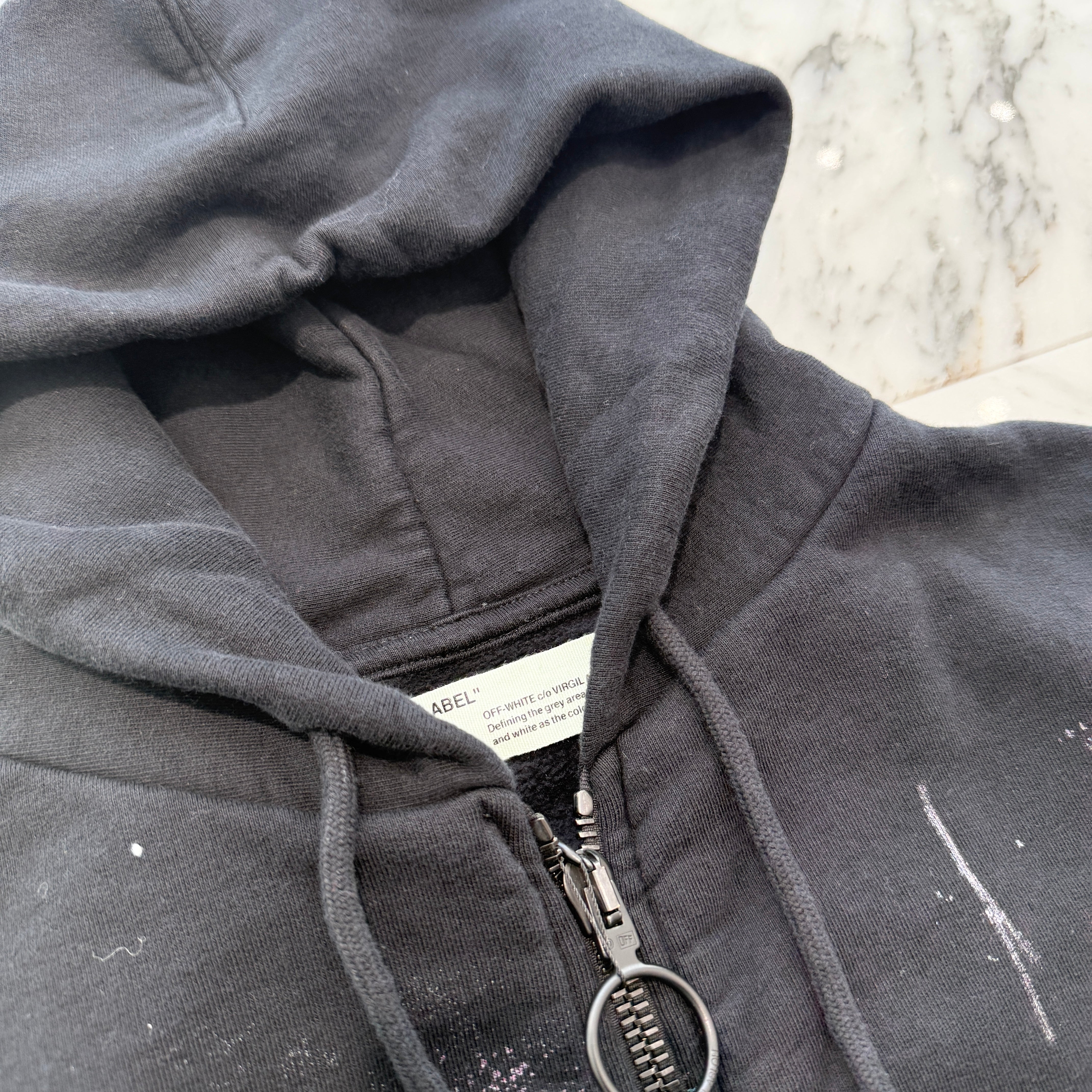 OFF-WHITE 2017AW Galaxy Brushed Zip Up Hoodie Size XS オフホワイト ギャラクシー ブラッシュド ジップアップパーカー サイズXS