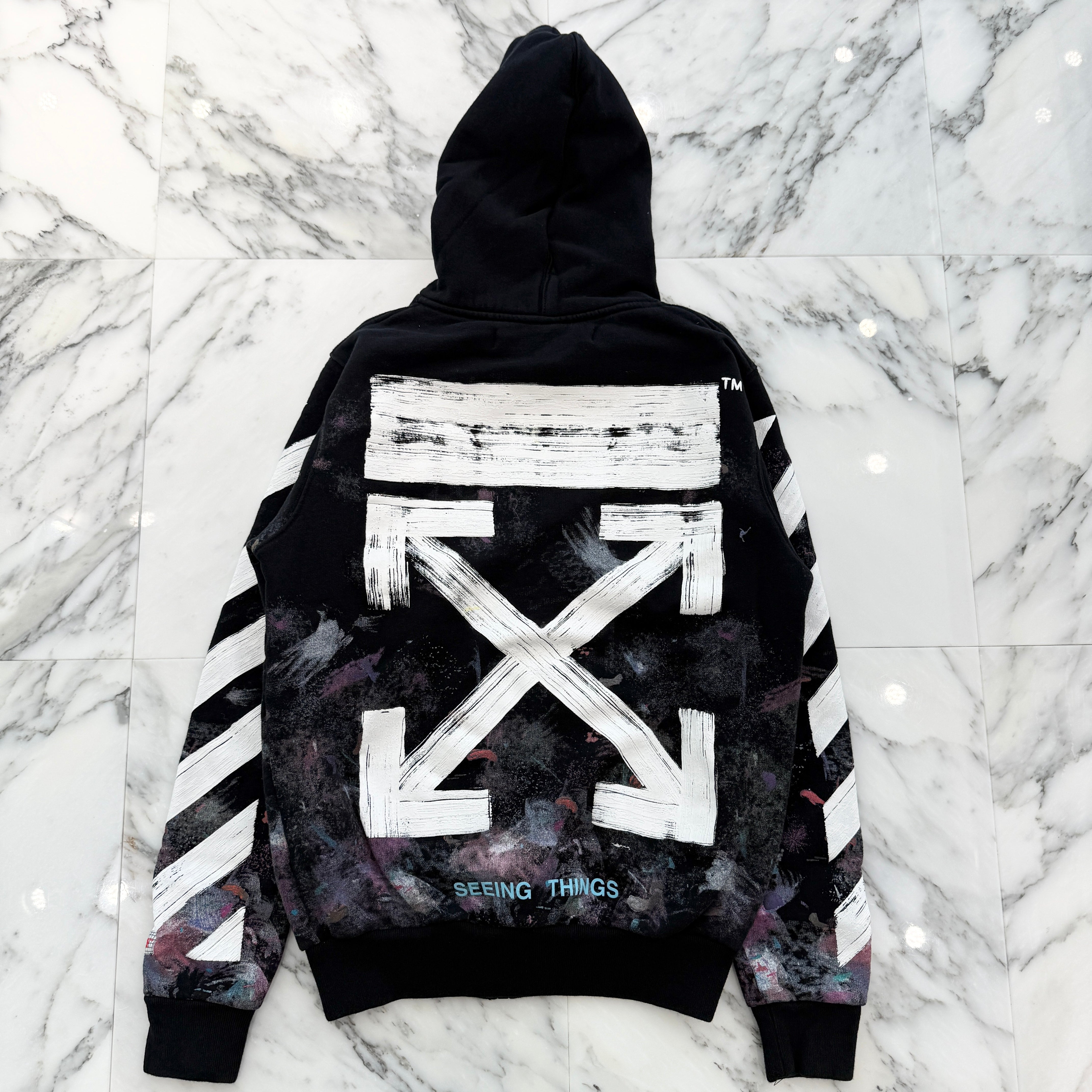 オフホワイト/OFF-WHITE ジップアップパーカー ブラック オフホワイト