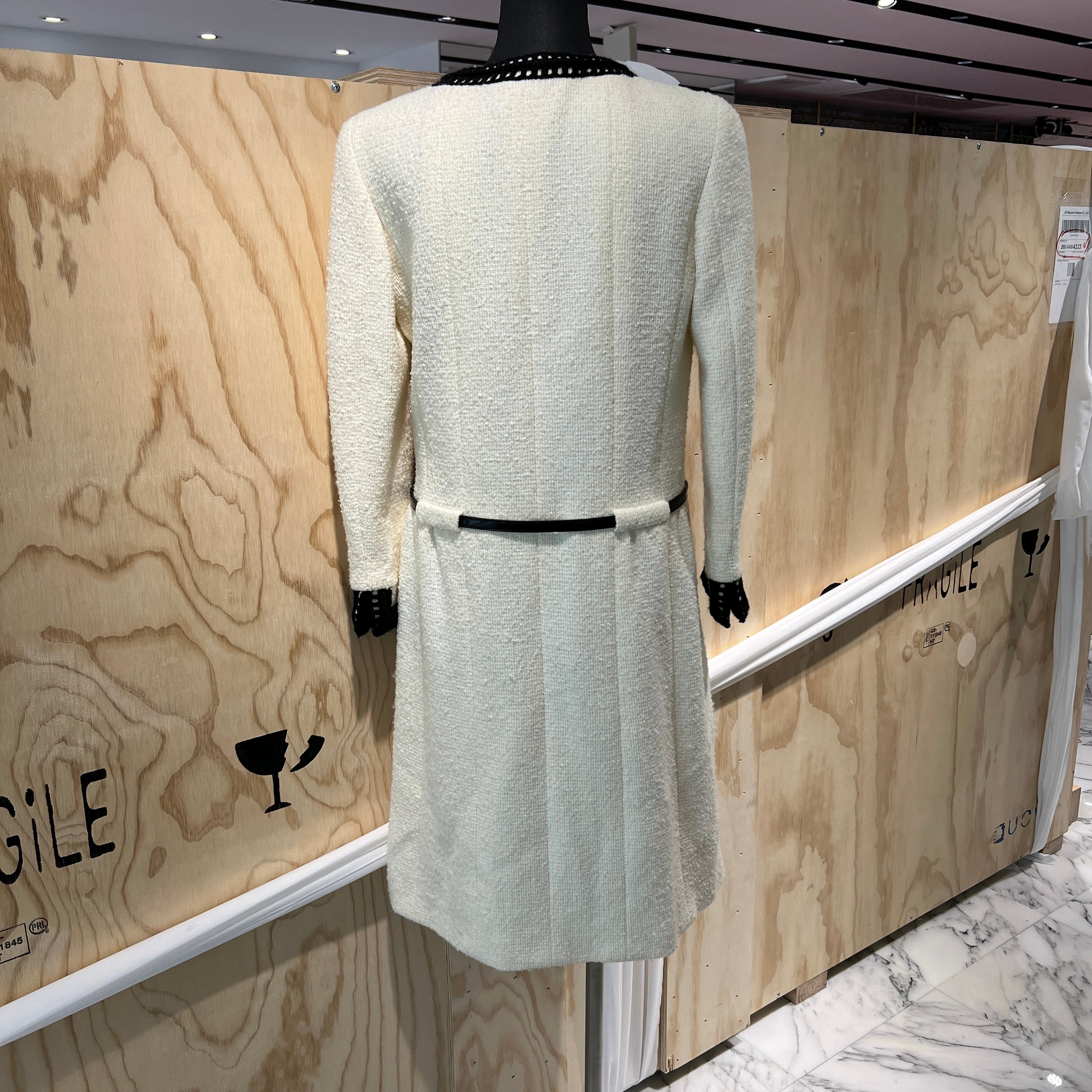CHANEL Vintage Tweed Collarless Long Coat P16295V08789 Size 40
