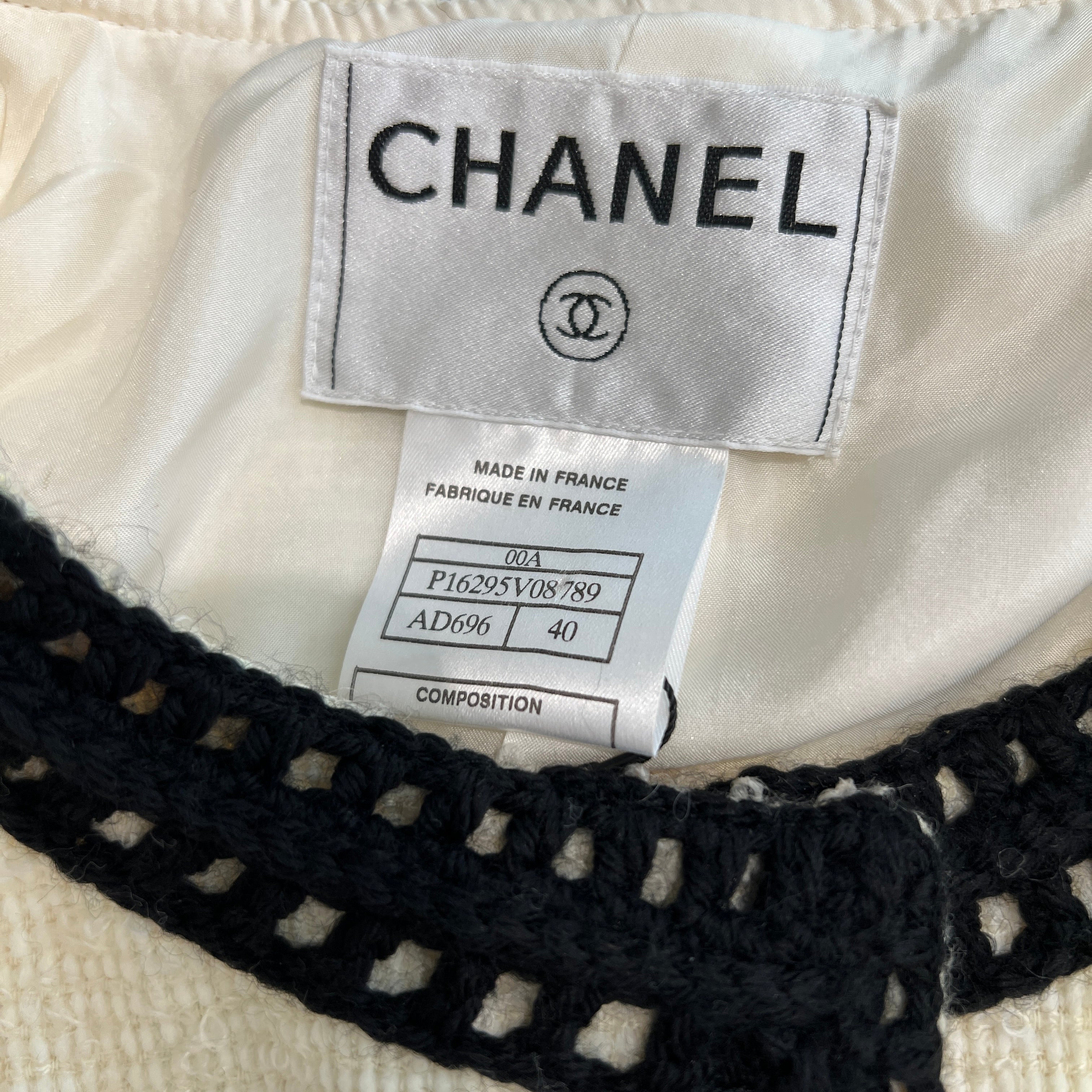 CHANEL Vintage Tweed Collarless Long Coat P16295V08789 Size 40 シャネル ヴィンテージ ツイード ノーカラー ロングコート サイズ40