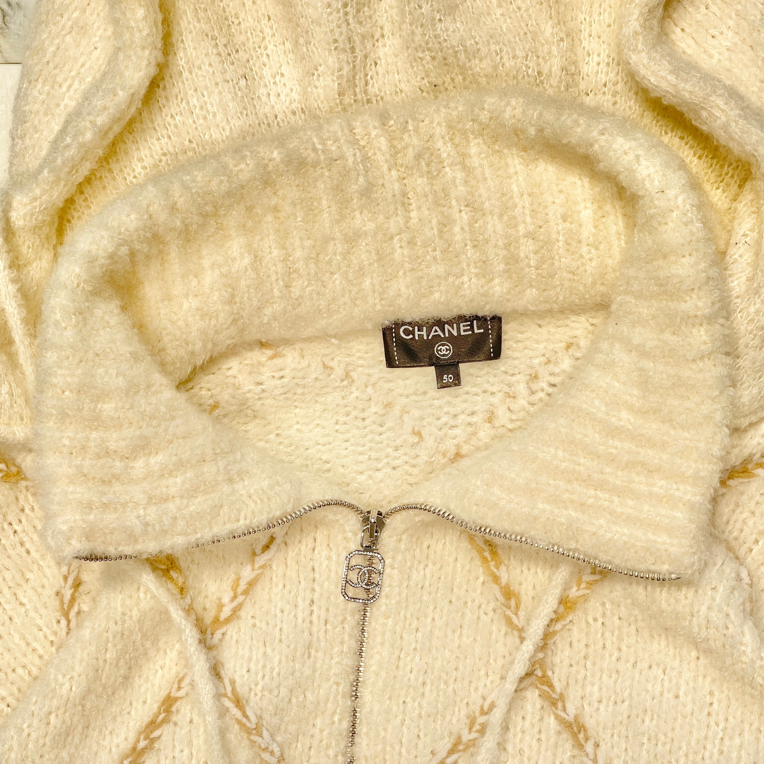 CHANEL Coco Button Silk In Cashmere Zip Up Hoodie P74369K10903