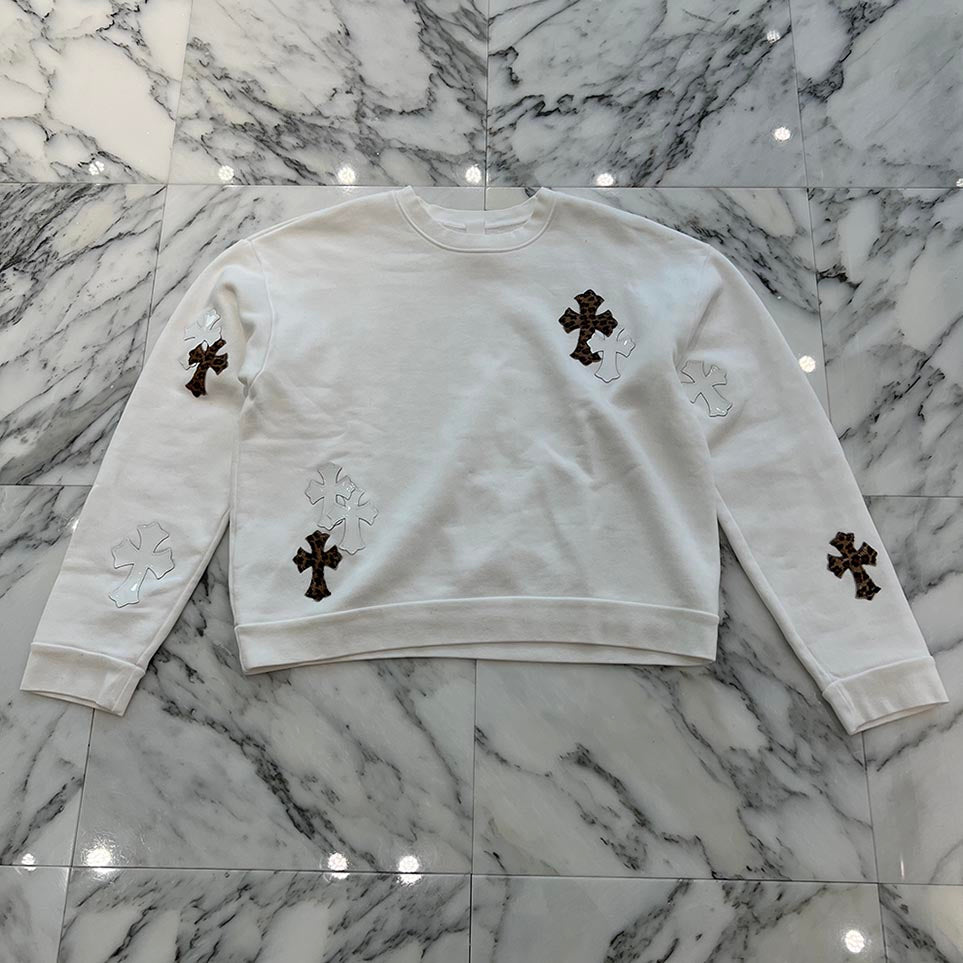 CHROME HEARTS Y NOT Multi Leather Cross Patch Sweatshirt Size M クロムハーツ ワイノット マルチレザークロスパッチ スウェットシャツ サイズM