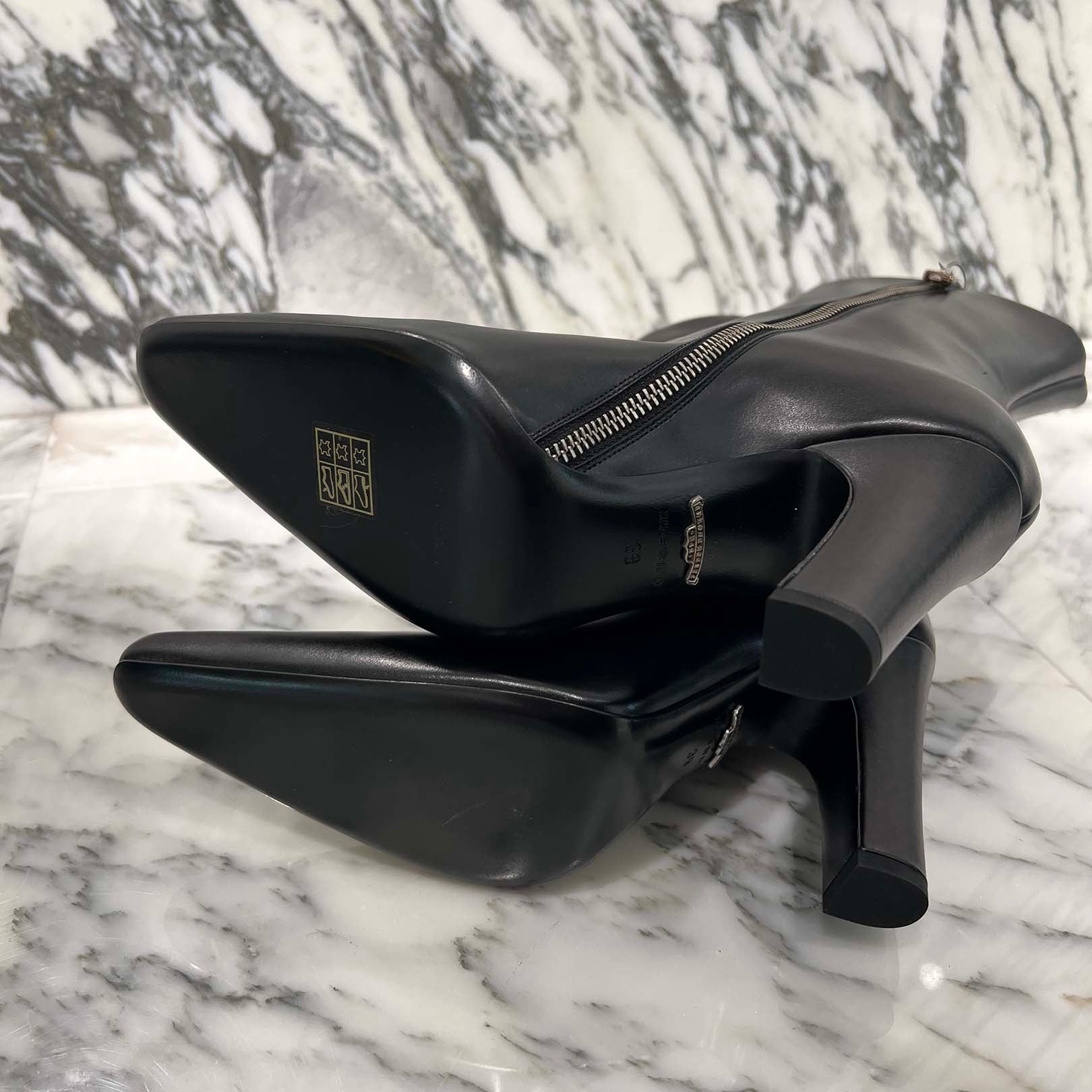 CHROME HEARTS SUGER JONES Triple Cross Leather Patch Heel boots Size 39(約24.0cm) クロムハーツ シュガージョーンズ トリプルクロス レザーパッチ ヒールブーツ サイズ39(約24.0cm)