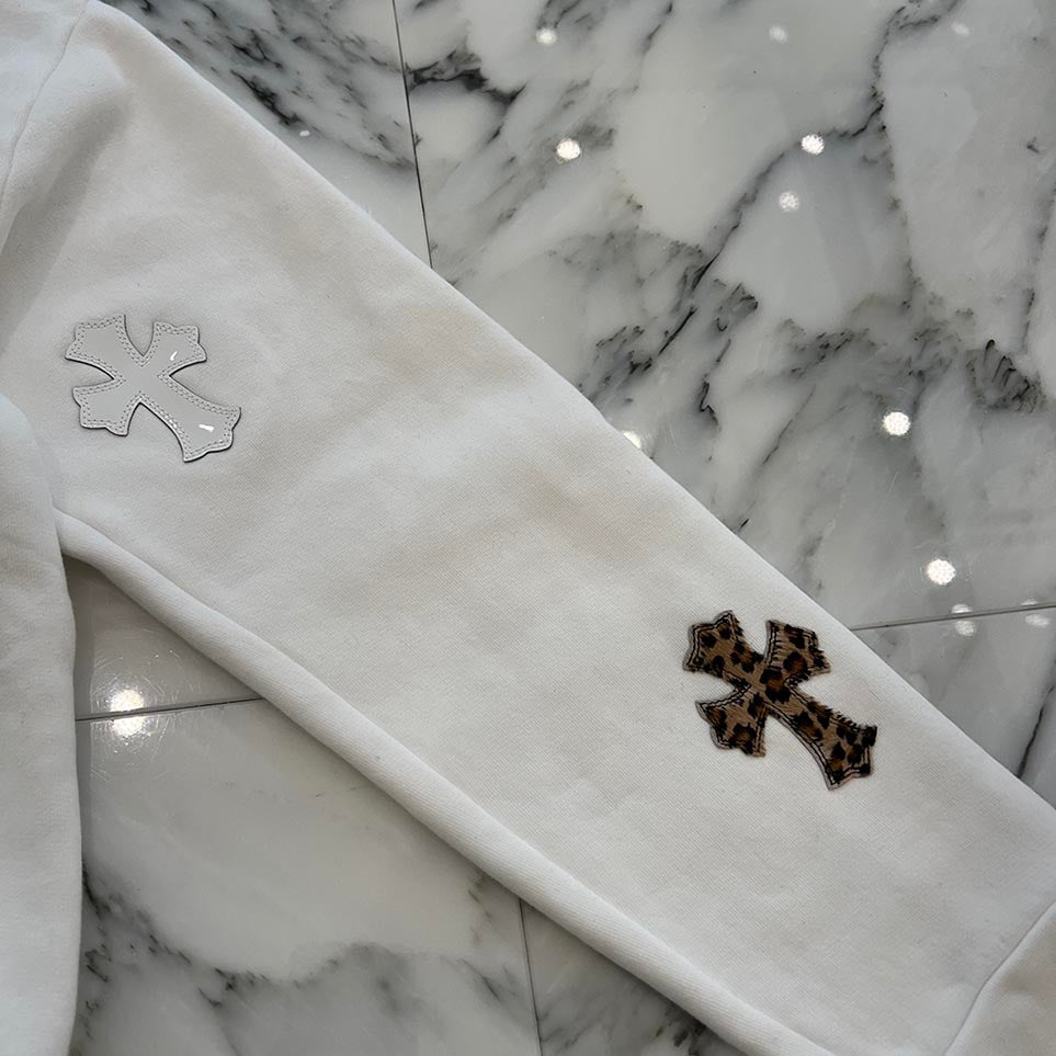 CHROME HEARTS Y NOT Multi Leather Cross Patch Sweatshirt Size M クロムハーツ ワイノット マルチレザークロスパッチ スウェットシャツ サイズM